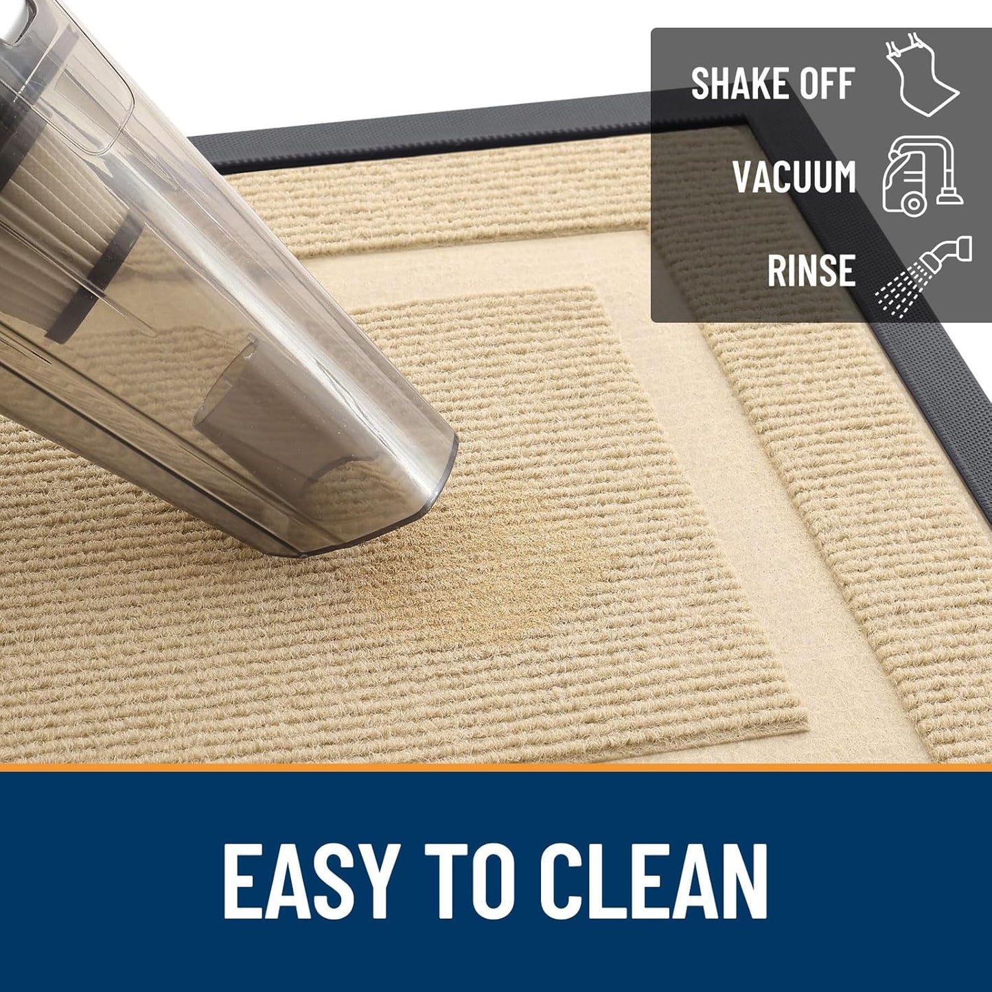 OLANLY Front Door Mat Indoor Outdoor Entrance, Waterproof All-Season, All-Weather Doormat, Sturdy Natural Rubber, Fade Resistant, Low Profile, Easy Clean Patio Porch Entryway Mat, 47x24, Beige