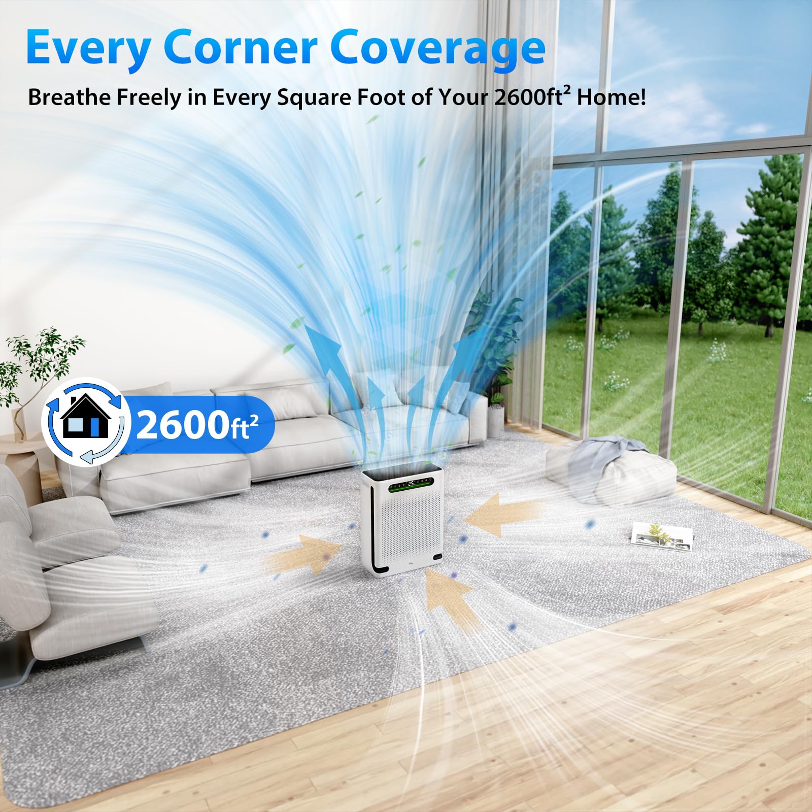 FreAire Air Purifiers for Home Large Room Up to 2600 Ft², HAP605, White