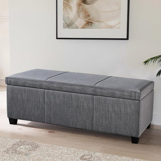 BELLEZE Storage Ottoman, 47 Inch Bench Bedroom Bench with Safety Close Hinge, Extra Long Ottoman