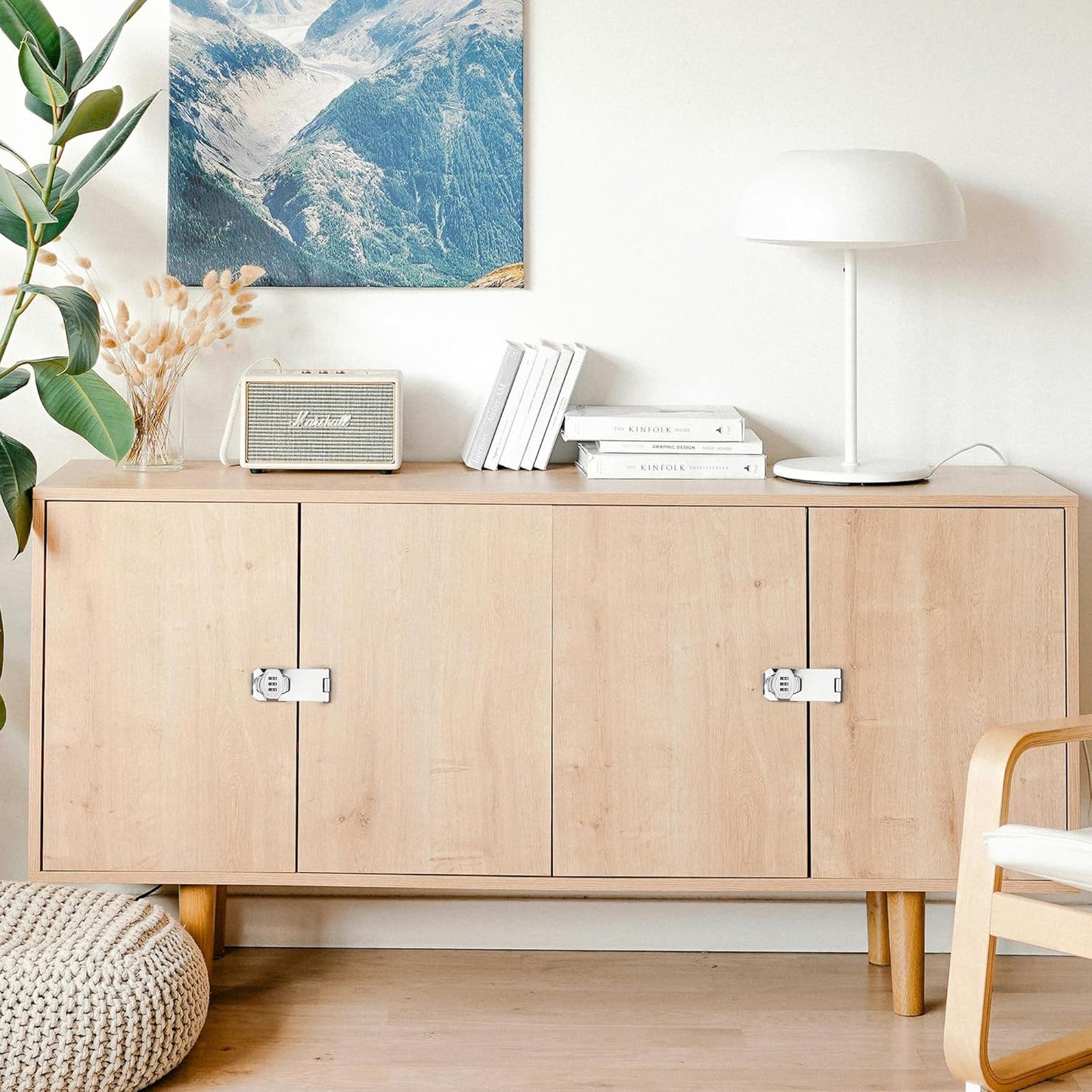 Cozy Tower 4 inch 180 Degrees Hasp Combination Lock for Cabinet, Combo Latch Lock for Cupboard, Drawer, Closet Door, Garage Fence Shed Door (Chrome, 2 Pack)