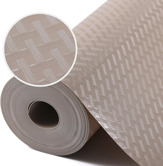 Beige Shelf Liners for Kitchen Cabinets Refrigerator Liners Waterproof & Oil-Proof Kitchen Cupboard Liner Drawer Mats EVA Material Non Adhesive Fridge Liner for Shelves 17.5 x 236.2 Inches