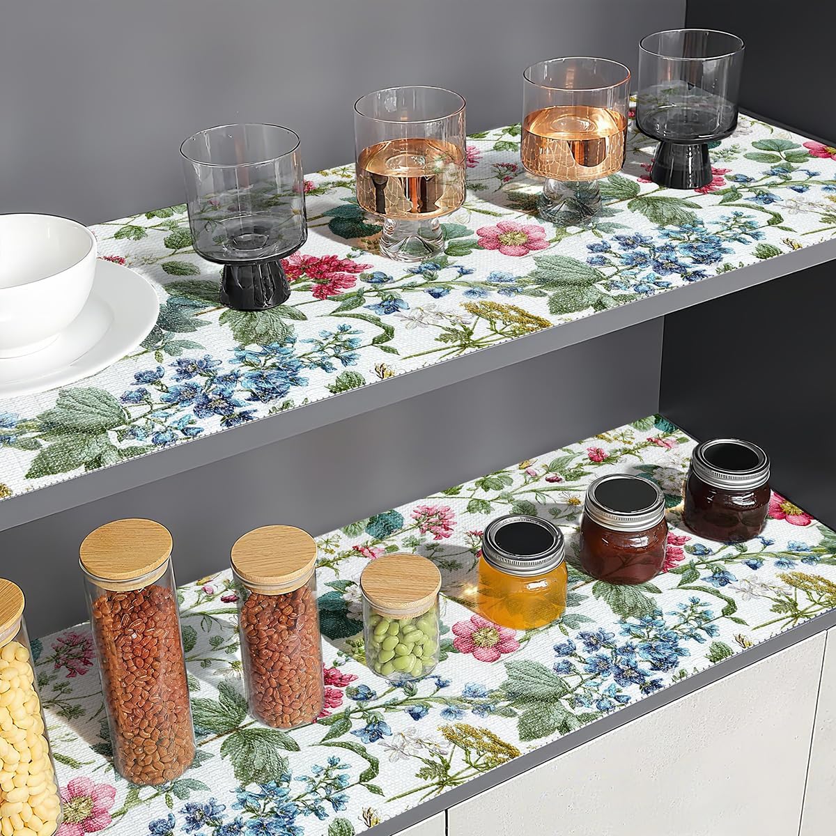 Shelf Liner for Kitchen Cabinets Non Adhesive Drawer Liner,Cabinet Liner for Shelves,Non Slip Kitchen Drawer Liners for Dresser,Waterproof Shelf Paper for Refrigerator,Cupboard,12In x 10FT