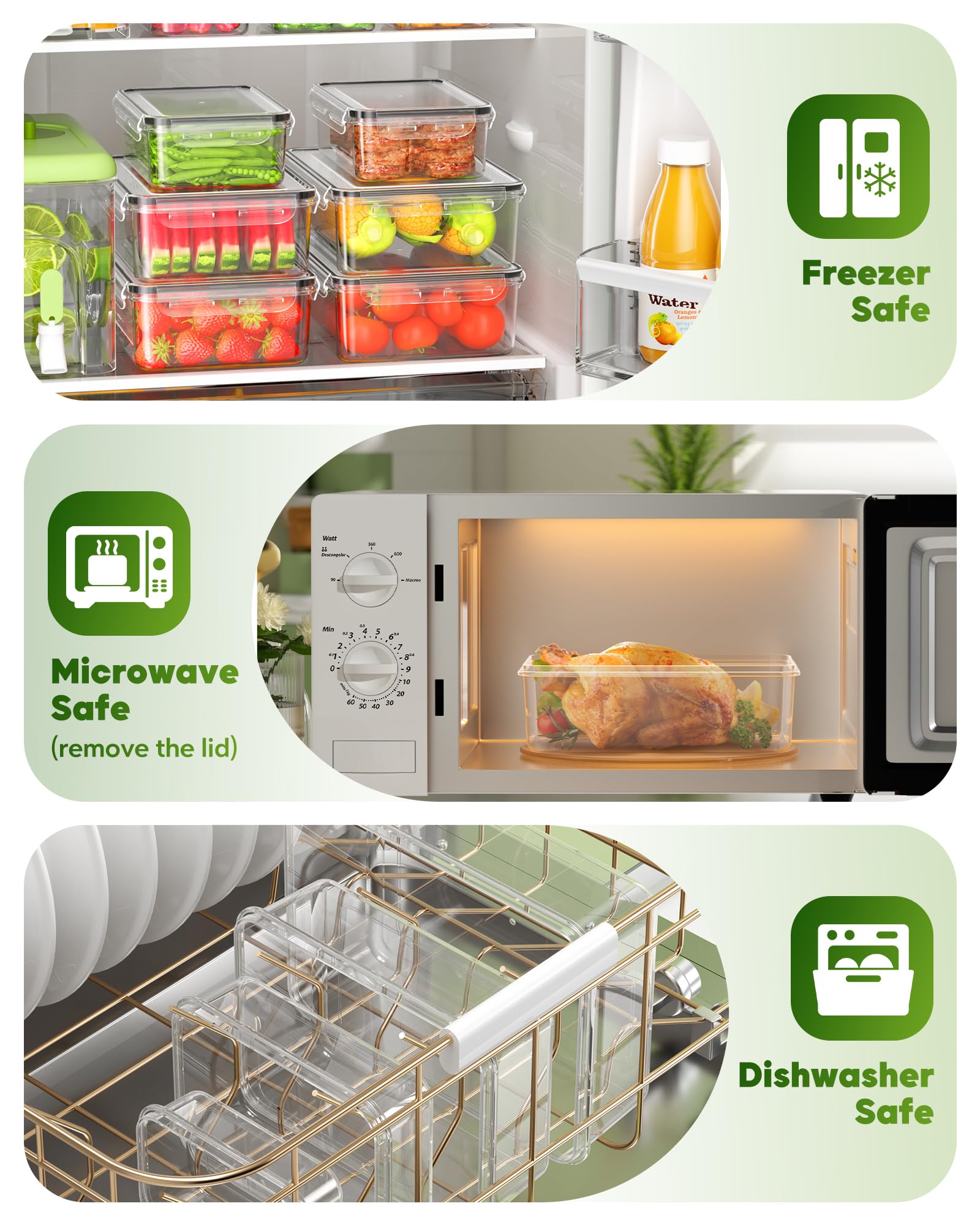 KEMETHY 60 PCS Food Storage Containers with Lids, Plastic Food Containers