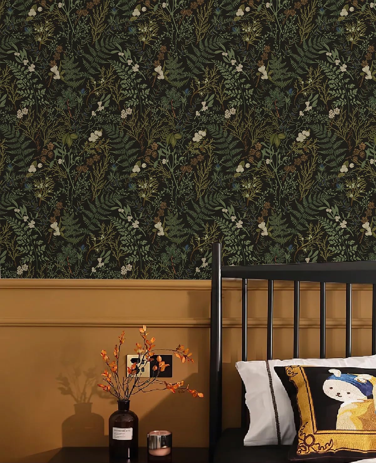 Dark Green Fern Botanical Shelf Liner Contact Paper Self Adhesive Vinyl Botanical Drawer Liner Wall