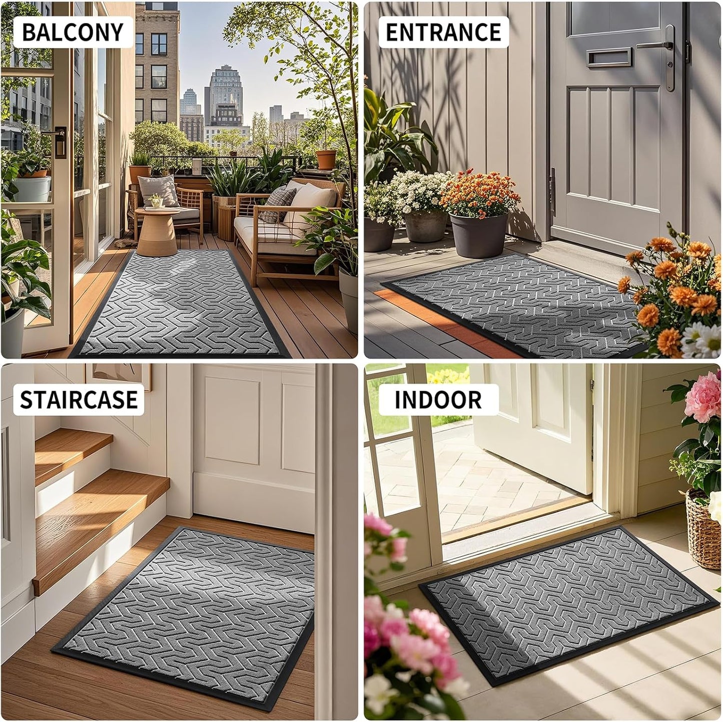 Yimobra Large Door Mat Outside Entrance 47x32, Waterproof Heavy Duty Outdoor Mats for Front Door, Non Slip Rubber Entry Mat for Garage Patio, Easy Clean, Grey
