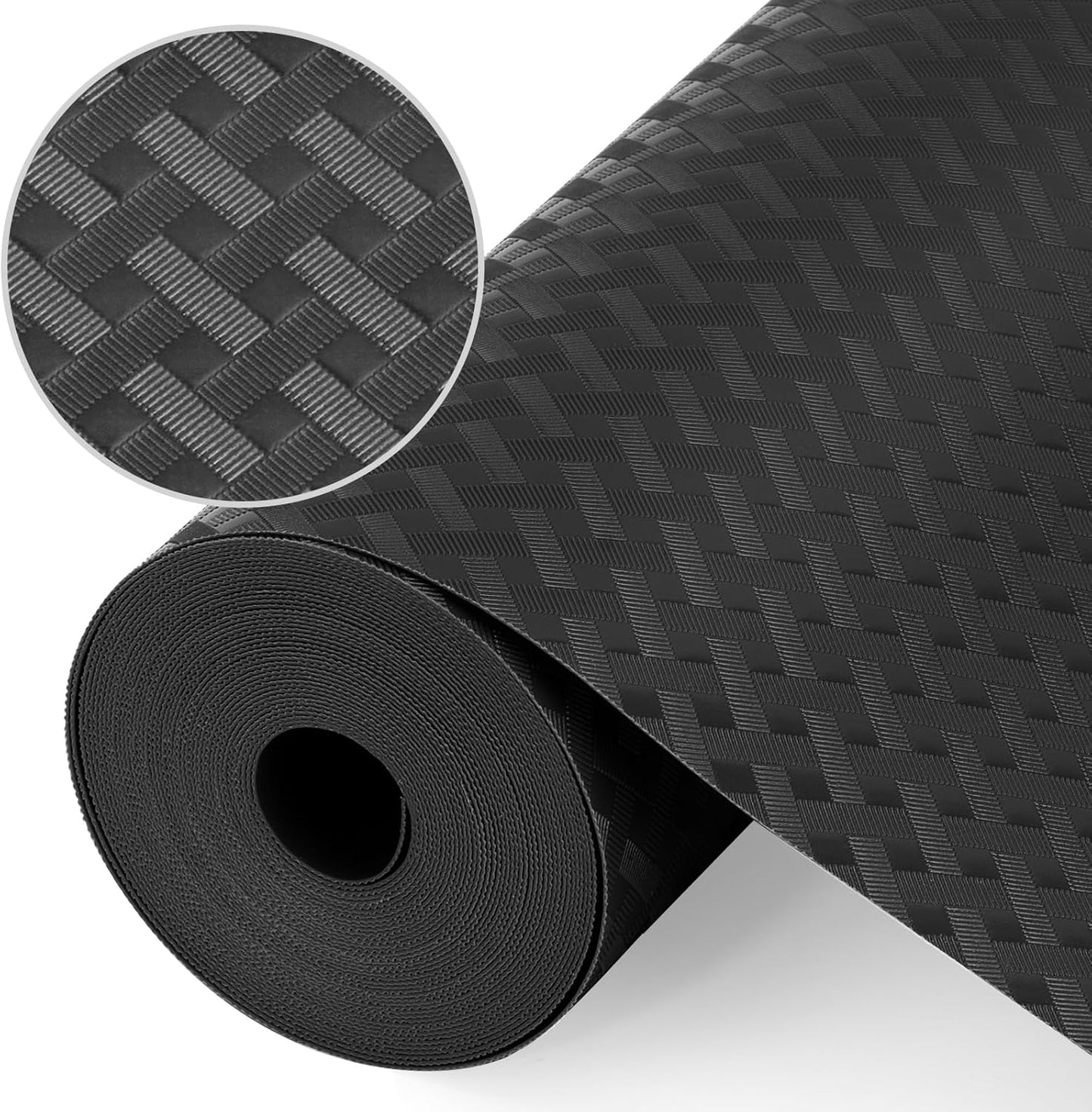 Shelf Liners, Non-Adhesive Drawer Liner, Waterproof & Oil-Proof Kitchen Cabinet Cupboard Liner Plastic EVA Material BPA Free Fridge Liner Mats Paper Protector for Shelves (Black/20in x 240in)