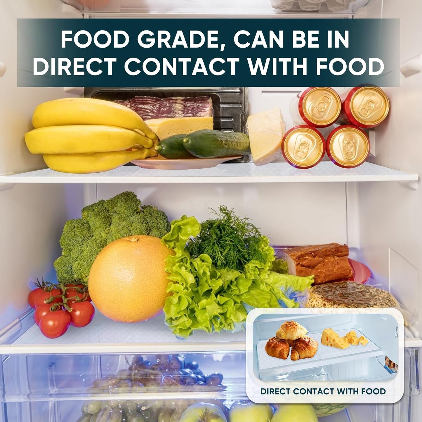 Shelf Liners for Kitchen Cabinets Non-Adhesive & Washable,Non Slip Cabinet Liners for Shelves Waterproof & Oil Proof,Clear Plastic Drawer Liner,Easy to Cut & Food-Grade EVA 20'' x 20' x 2 Rolls CT-202