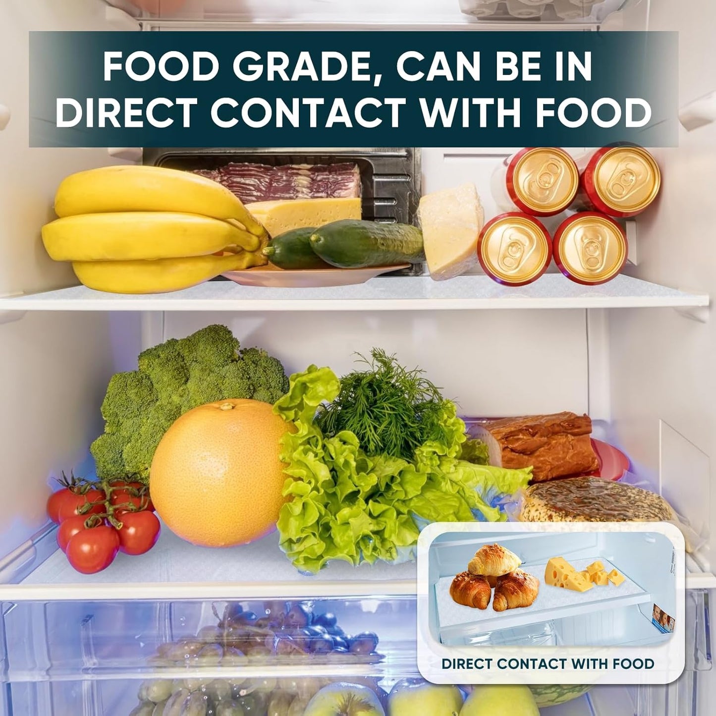 Shelf Liners for Kitchen Cabinets Non-Adhesive & Washable,Non Slip Cabinet Liners for Shelves Waterproof & Oil Proof,Clear Plastic Drawer Liner,Easy to Cut & Food-Grade EVA 17.5'' x 20' x 2 Rolls CT-1