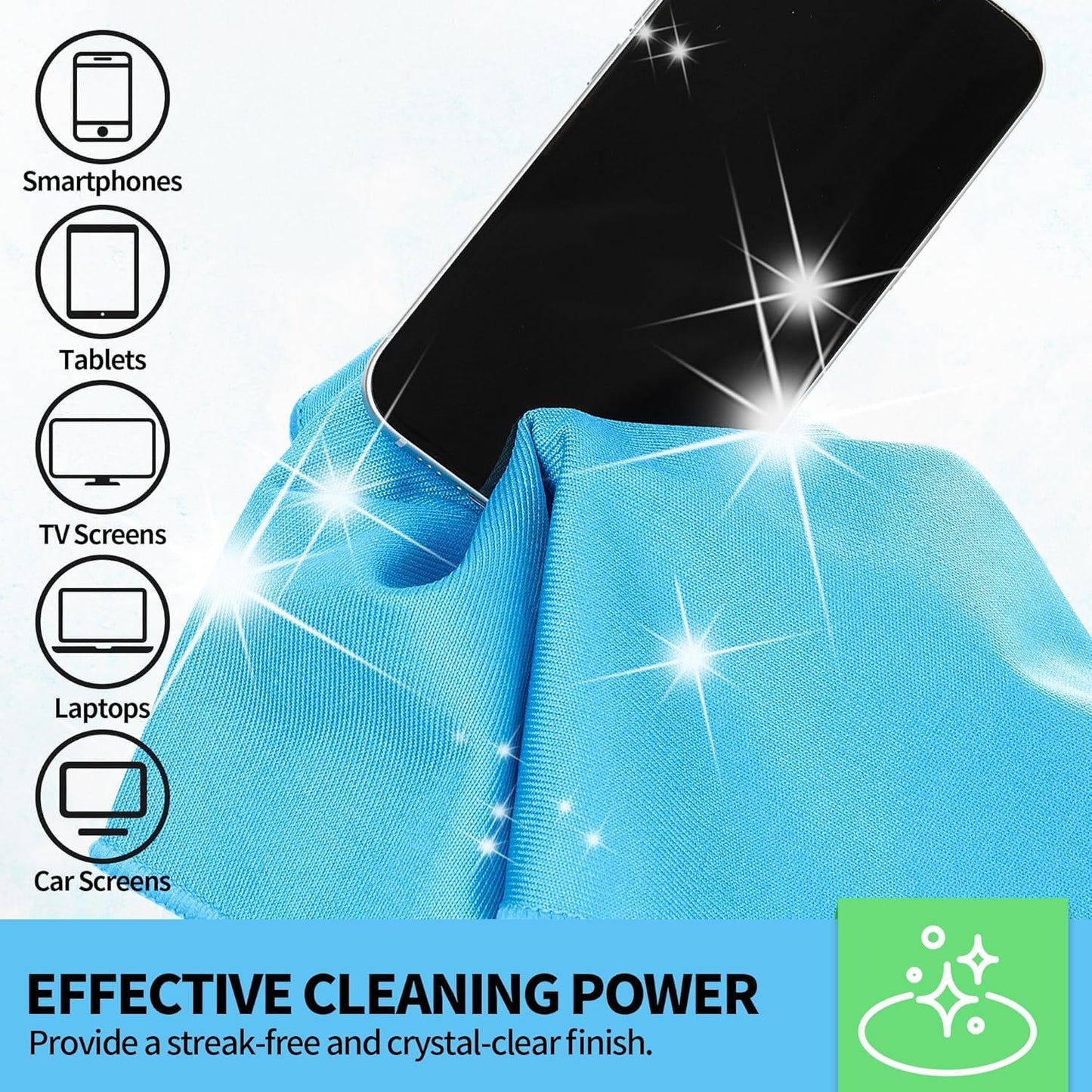 HOMERHYME Microfiber Glass Cleaning Cloth, 6 Pack Window Glass Cleaning Rags, Reusable Lint-Free Streak Free Polishing Cloth Wipes for Stainless Steel, Eyeglasses, Mirrors, Screens & Lenses,16"x14"