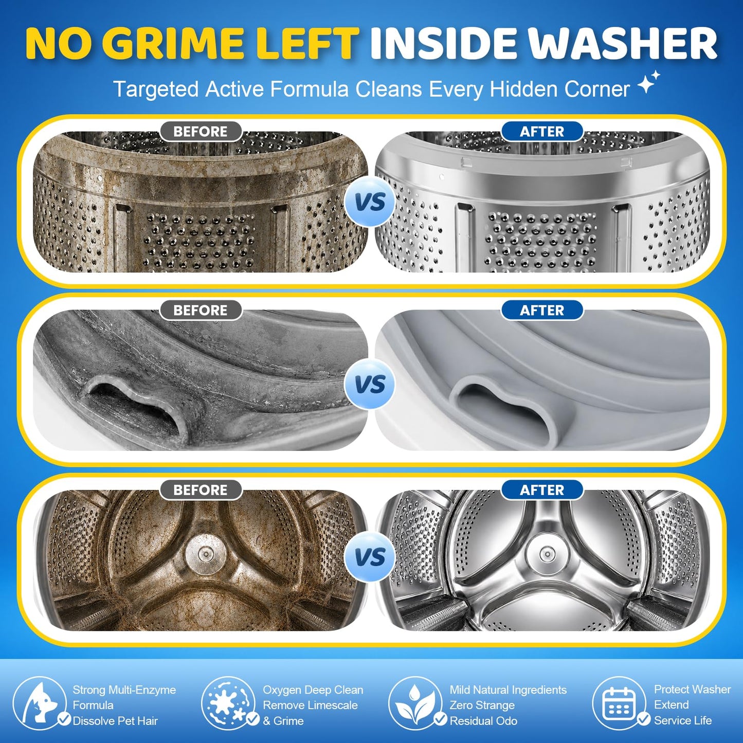 Tezii Simax 28 Pack Washing Machine Cleaner for Pet Owners, Natural Enzymes Lift Embedded Pet Hair