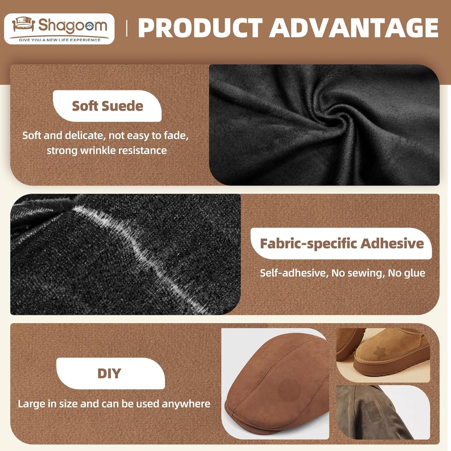 Suede Repair Patch, 35X79 Inch Fabric Large Repair Tape, Self-Adhesive Patches for Furniture, Sofa, Car Interior, Shoes, Hand Bag, Clothing (Coffee, 35X79 Inch)