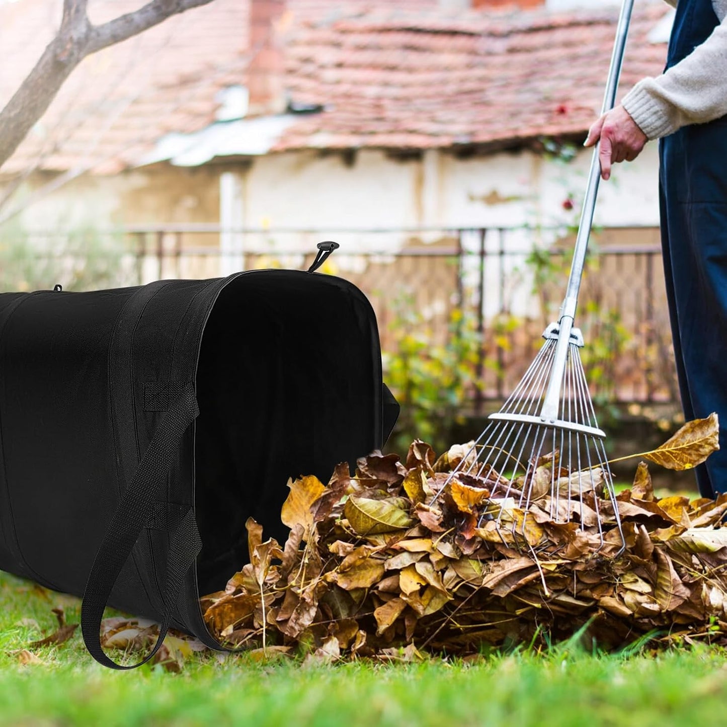 YUDI & GARDEN 19 Gallon Square Collapsible Yard Waste Bin｜Collapsible Trash Can｜Camping Trash Can, for Collecting Weeds or Yard and Party Waste