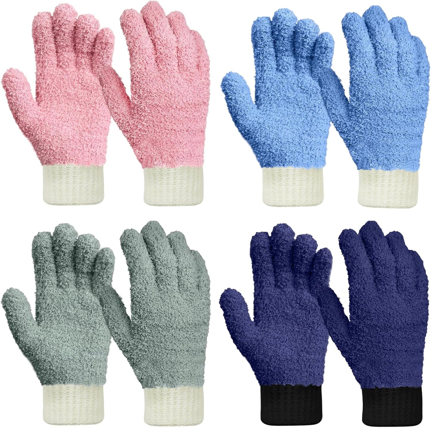 MIG4U Microfiber Dusting Gloves Washable Reusable Cleaning Mittens Gloves Kitchen House Cleaning Car Blinds Multicolor 4 Pairs L/XL
