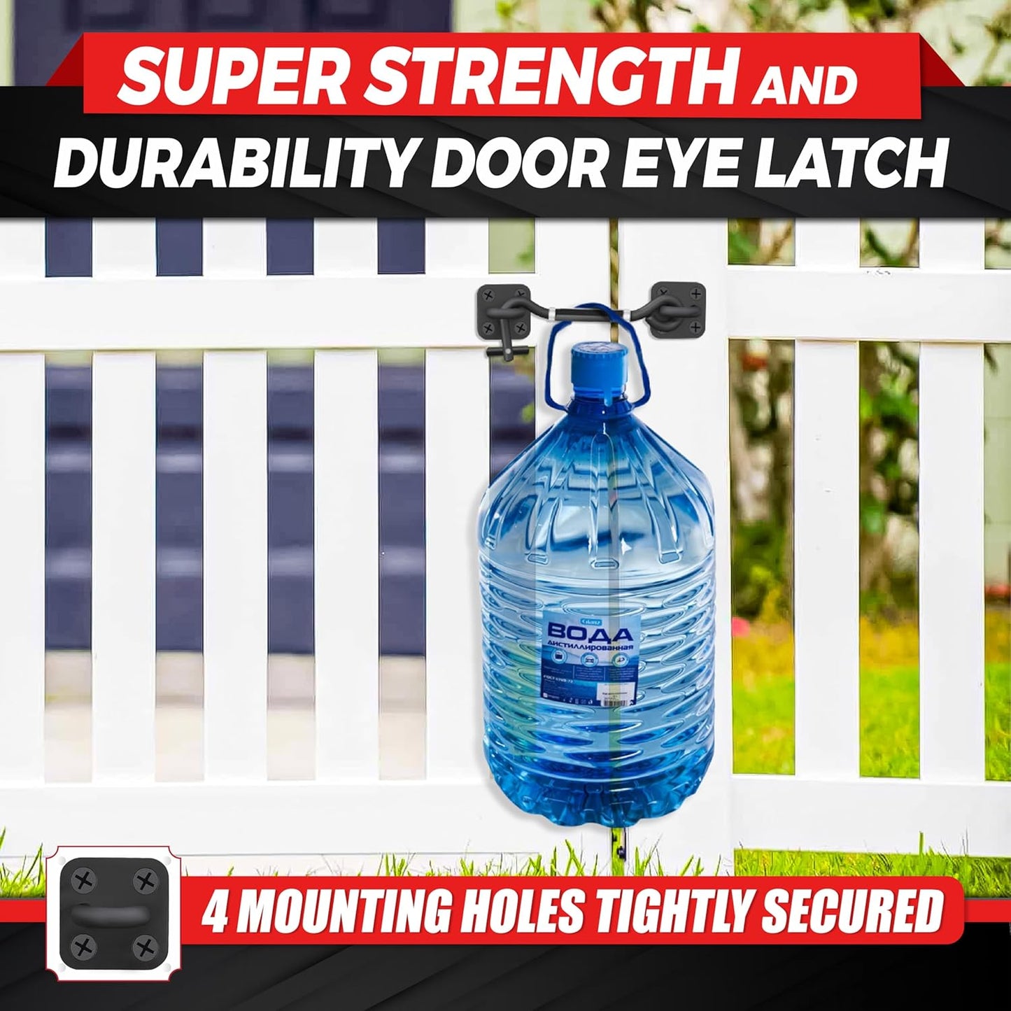 [Upgrade Adjustable] 6”-10” Cabin Hook Eye Latch Gate, Heavy Duty 4 Mounting Points Bracket, Barn Door Lock Latch, Durable Door Swivel Window Hook Lock for Sliding Door, Outdoor, Window, Cabinet