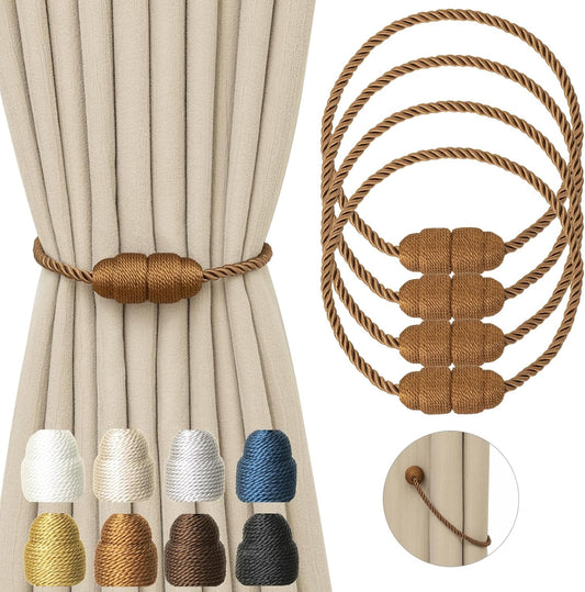 Magnetic Curtain Tiebacks Rope Curtain Tie Backs for Curtains 4 Pack Curtain Holders for Drapes
