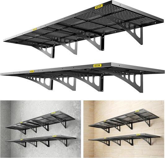 4-Pack 2x3ft Adjustable Garage Wall Shelving 1120lbs Load Capacity Heavy Duty Wall Mounted Storage