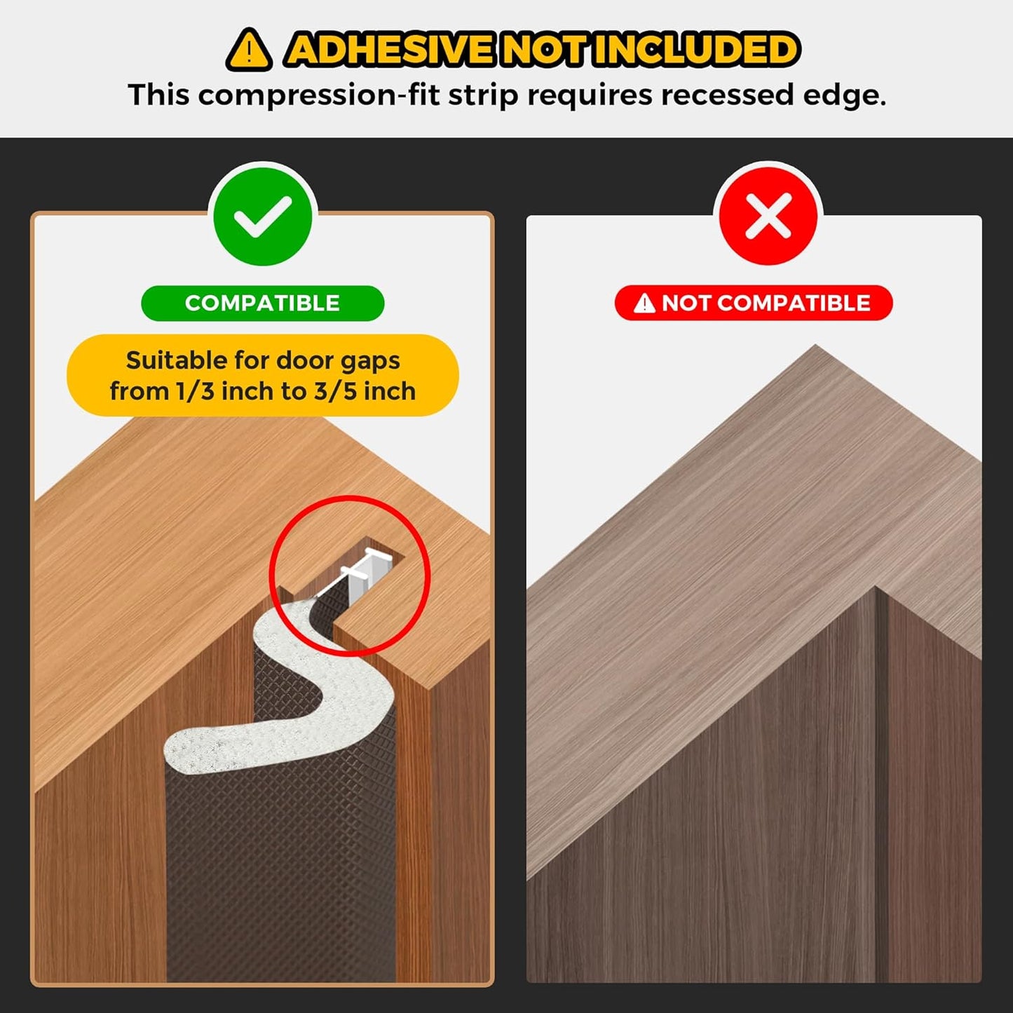 Weather Stripping Door Seal Strip - Soundproof Q-Shaped Foam for Exterior Door Frame, Large Gap Seal, Noise Cancelling, Easy to Install (Brown, 28FT)