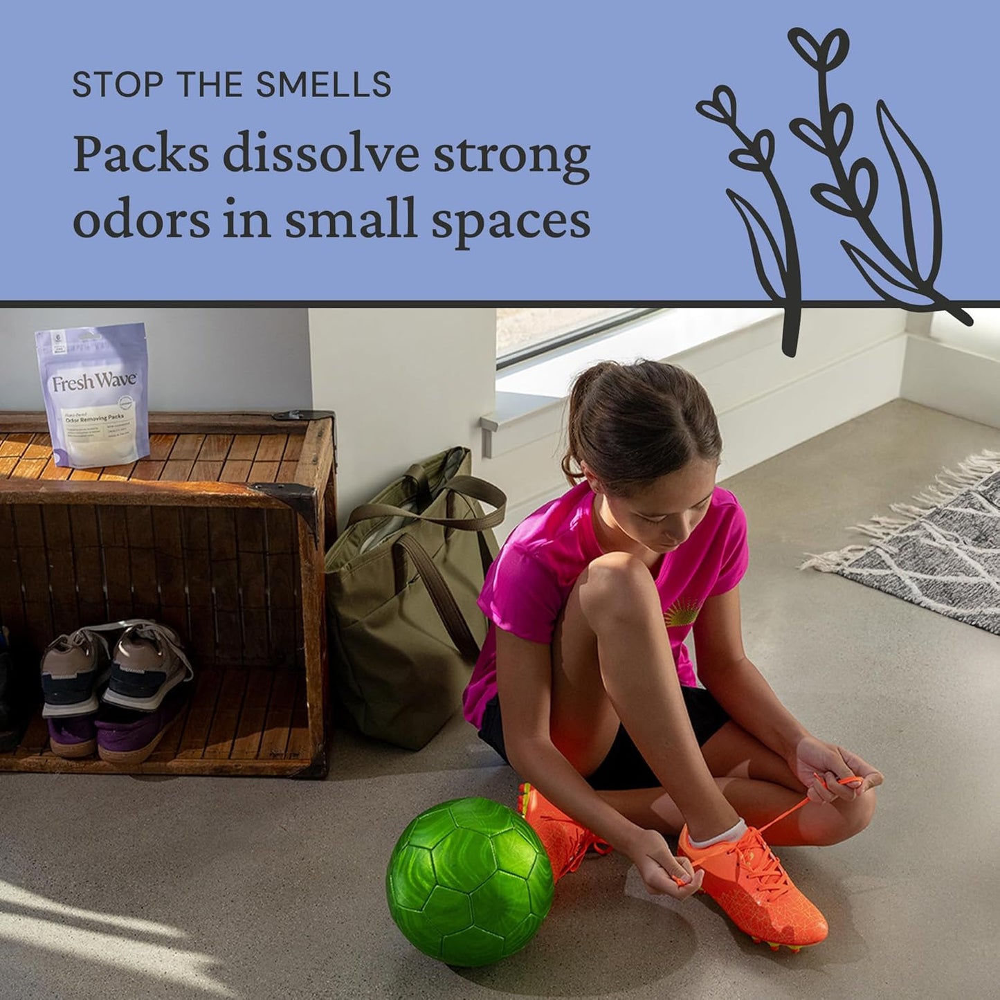 Fresh Wave Lavender Odor Eliminating & Deodorizing Packs | Bag of 6 | Safer Odor Relief for Small Spaces | Natural Plant-Based Odor Eliminator | Odor Absorbers for Home