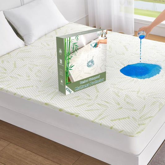 King Mattress Protector Waterproof Mattress Pad Washable Bamboo Rayon Mattress Cover Breathable