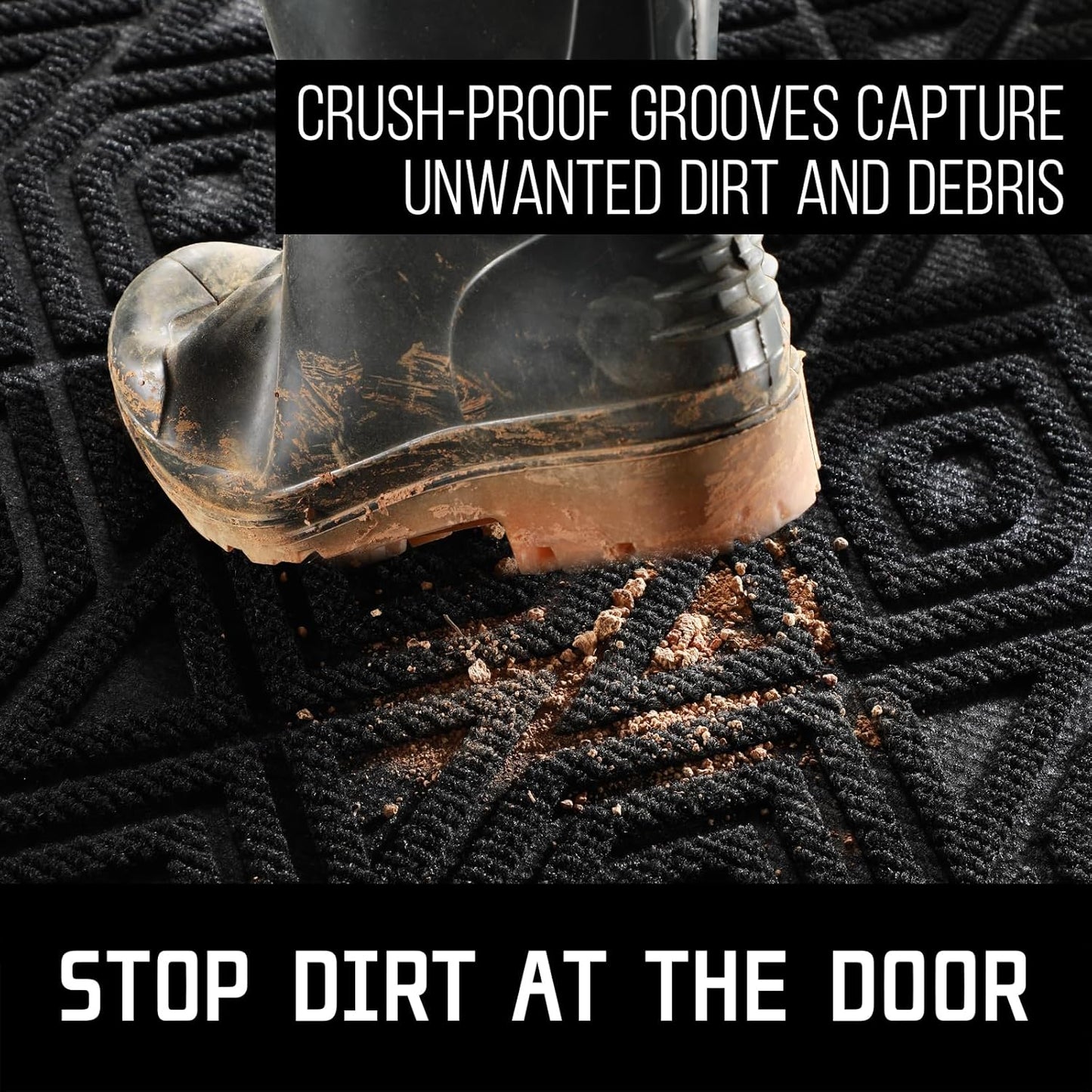 Yimobra Door Mat, Outdoor Indoor Entrance Welcome Mat, Heavy Entry Front Door Mat, Stain & Fade Resistant, Low Profile, Sturdy Rubber, Easy Clean Patio Floor Mat, Waterproof, 47 x 24, Black