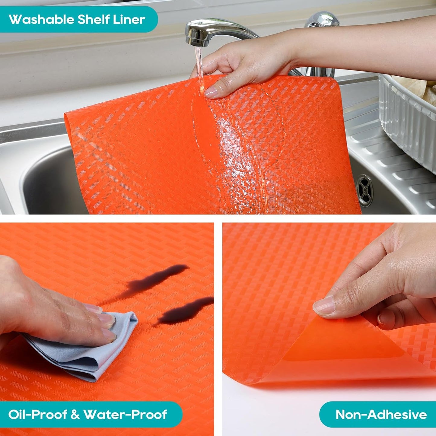 Red Fridge Liners Shelf Liner for Kitchen Cabinets Refrigerator Liners Waterproof & Oil-Proof Kitchen Cupboard Liner Non Adhesive Drawer Mats EVA Material for Shelves 11.8 x 393.7 Inches
