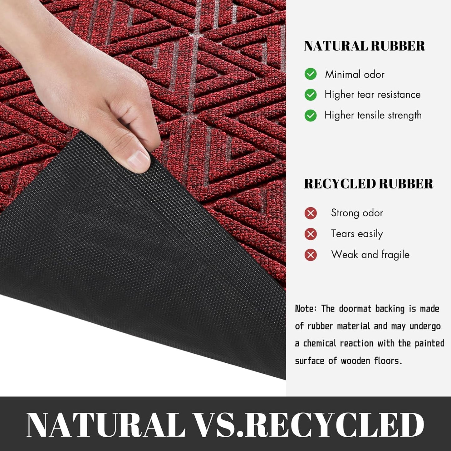 Yimobra Outdoor Mats for Front Door 29.5x17, All-Weather Waterproof Non-Slip Outdoor Door Mat Outside Eentrance, Garage/Patio Entryway Indoor Doormat, Easy Clean, Black Red