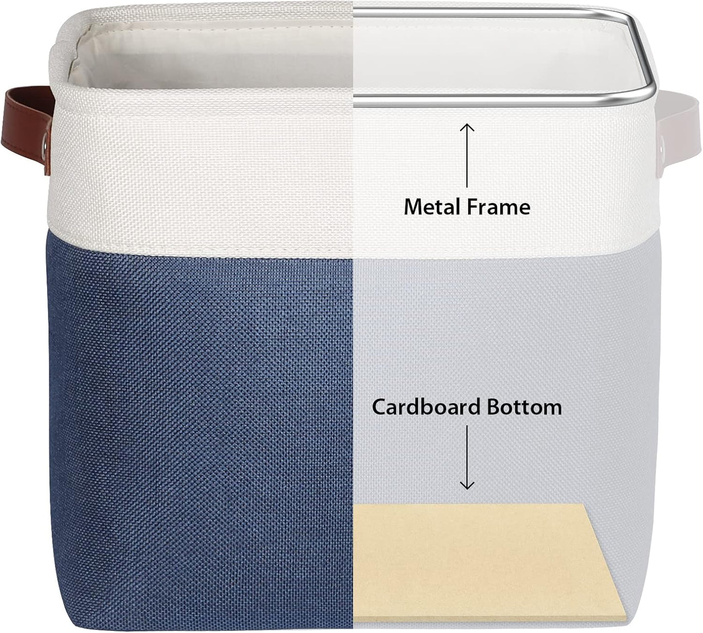 Univivi 13 inch Storage Baskets with Hard Bottom 4 Pack 13 x 13 x13 Cube Storage Bins Foldable Fabric Storage Bins for Shelves, Closet(Blue, Hard Bottom-13 Inch)