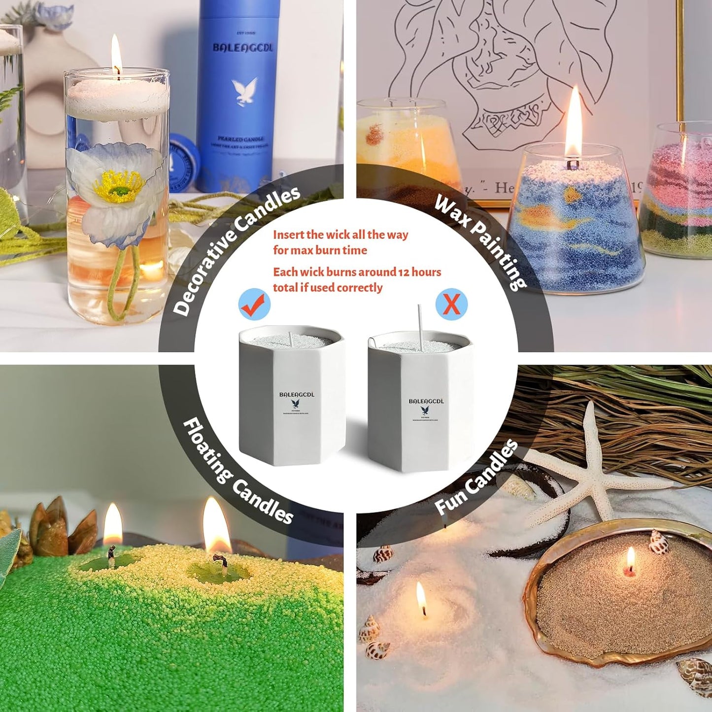 Mint Scented Dark Green Pearled Candle 18oz Luxury Sand Candle Granulated Wax - 30 Cotton Wicks - Wax for Candle Making Decorative Candles Smooth and Clean Burning Lasts up to 120 Hours