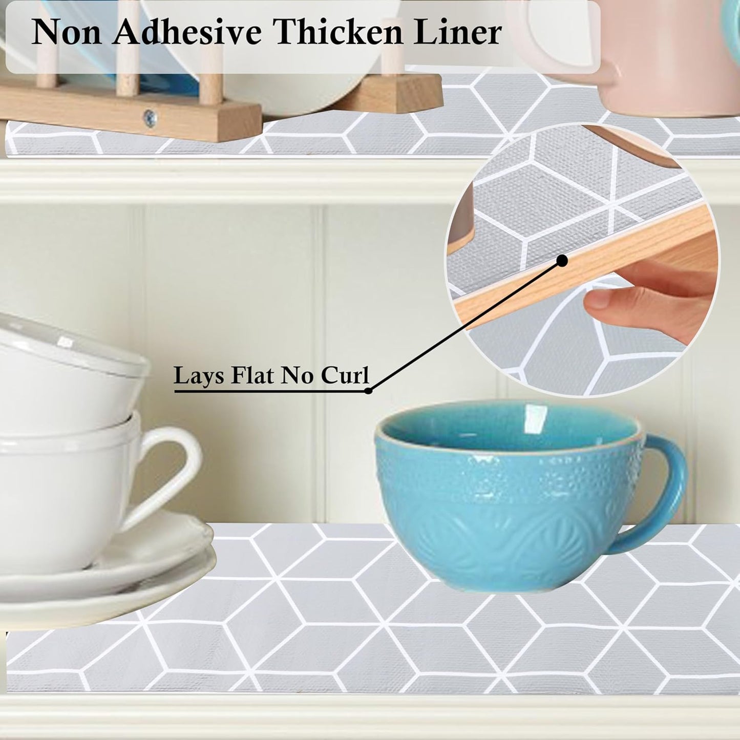 Shelf Cabinet Liner 10 Inch Wide X 20 Ft Waterproof Kitchen Cabinet Drawer Paper Mat Non Slip Pantry Cupboard Closet Liners Non Adhesive Liner for Bathroom Dresser Refrigerator Under Sink