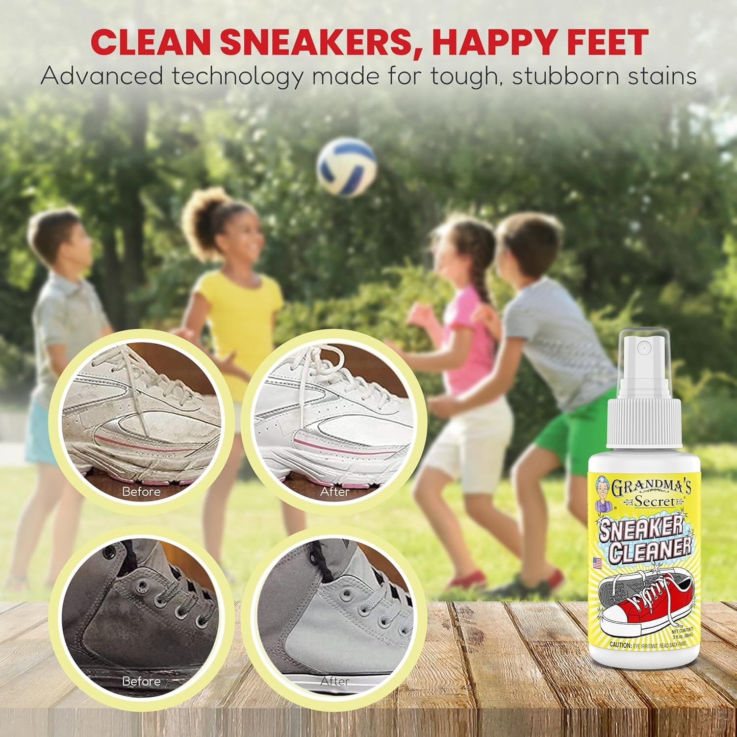 Grandma's Secret Sneaker Cleaner - Shoe Cleaner for Rubber, Canvas and Leather - Stain Remover Spray Removes Dirt, Grime and Grass - Sneakers Cleaner for Outdoor Shoes, Slippers and Moccasins ??3 oz