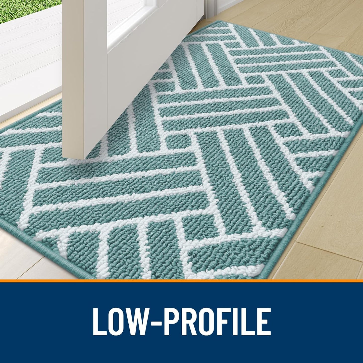 OLANLY Indoor Door Mat, 32x20 Inch, Dirt Resistant and Absorbent, Non-Slip Rubber Backing Floor Mats, Easy Clean Low-Profile Doormat for Entryway, Front Door, and Inside Entrance, Sage Green