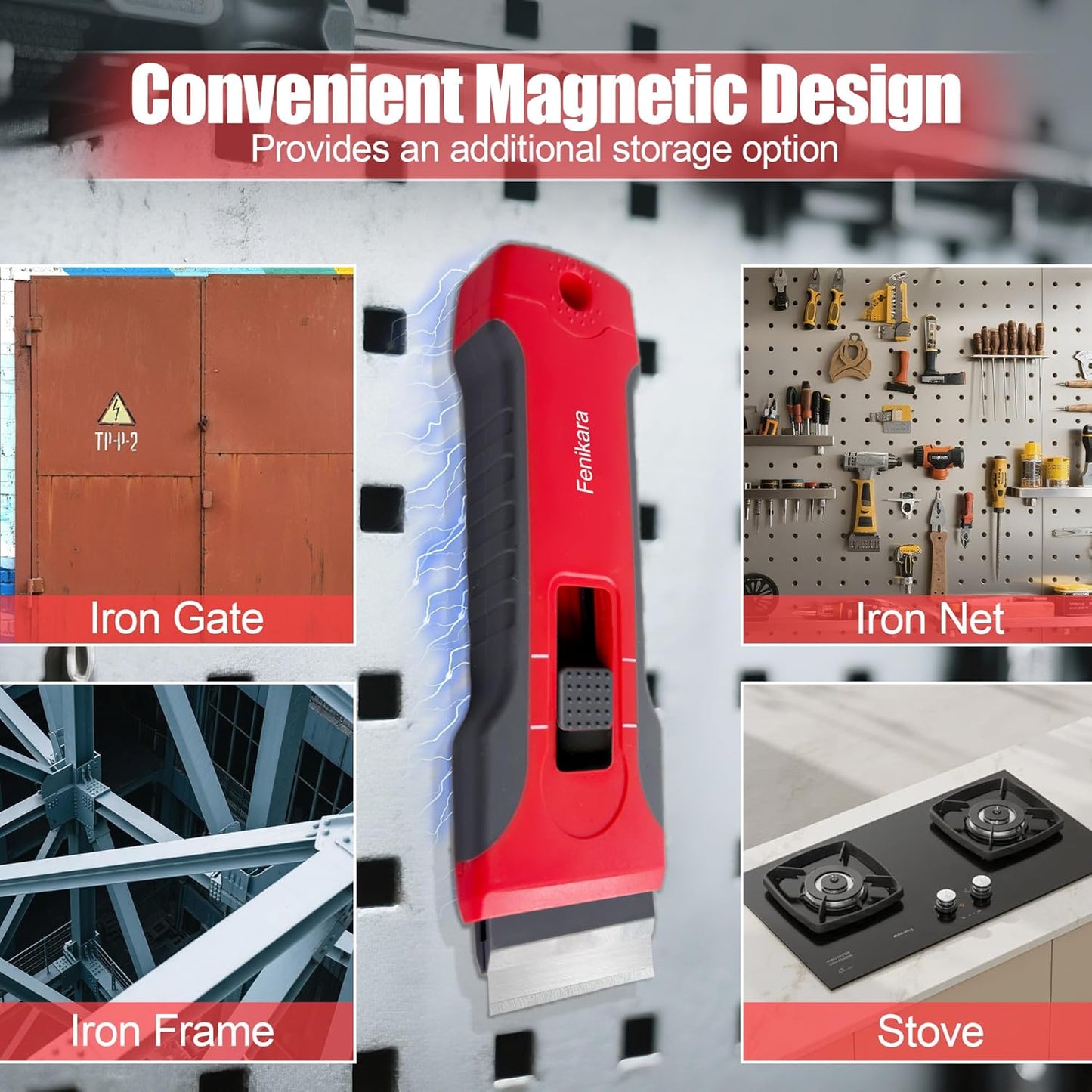 Upgraded Extractable & Magnetic Razor Blade Scraper Tool, 2 Pack Razor Scraper Set with 10 Extra Blades, Scraper tool with Buit-In Blade Storage, Cleaning Scraper Tool, Cooktop, Paint, Glass Scraper