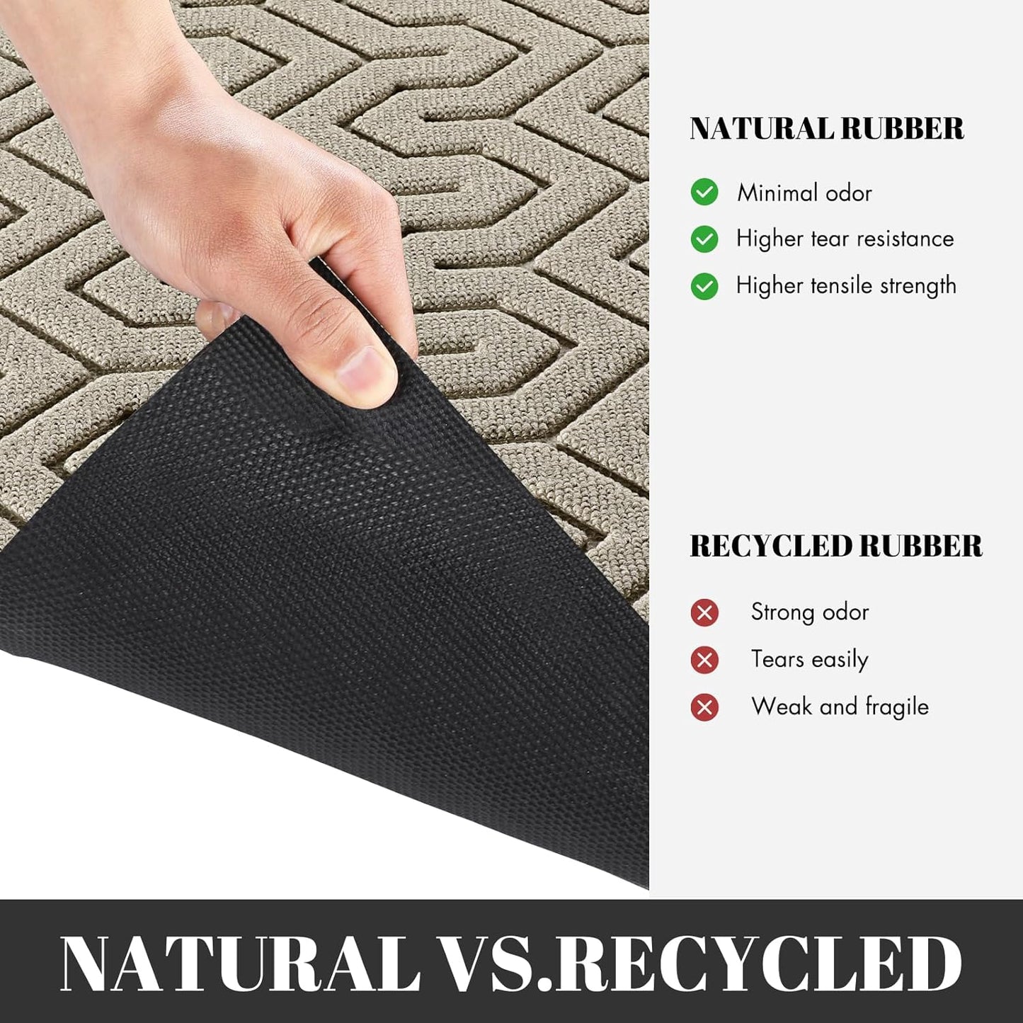 Yimobra Large Door Mat Outside Entrance 47x24, Waterproof Heavy Duty Outdoor Mats for Front Door, Non Slip Rubber Entry Mat for Garage Patio, Easy Clean, Beige