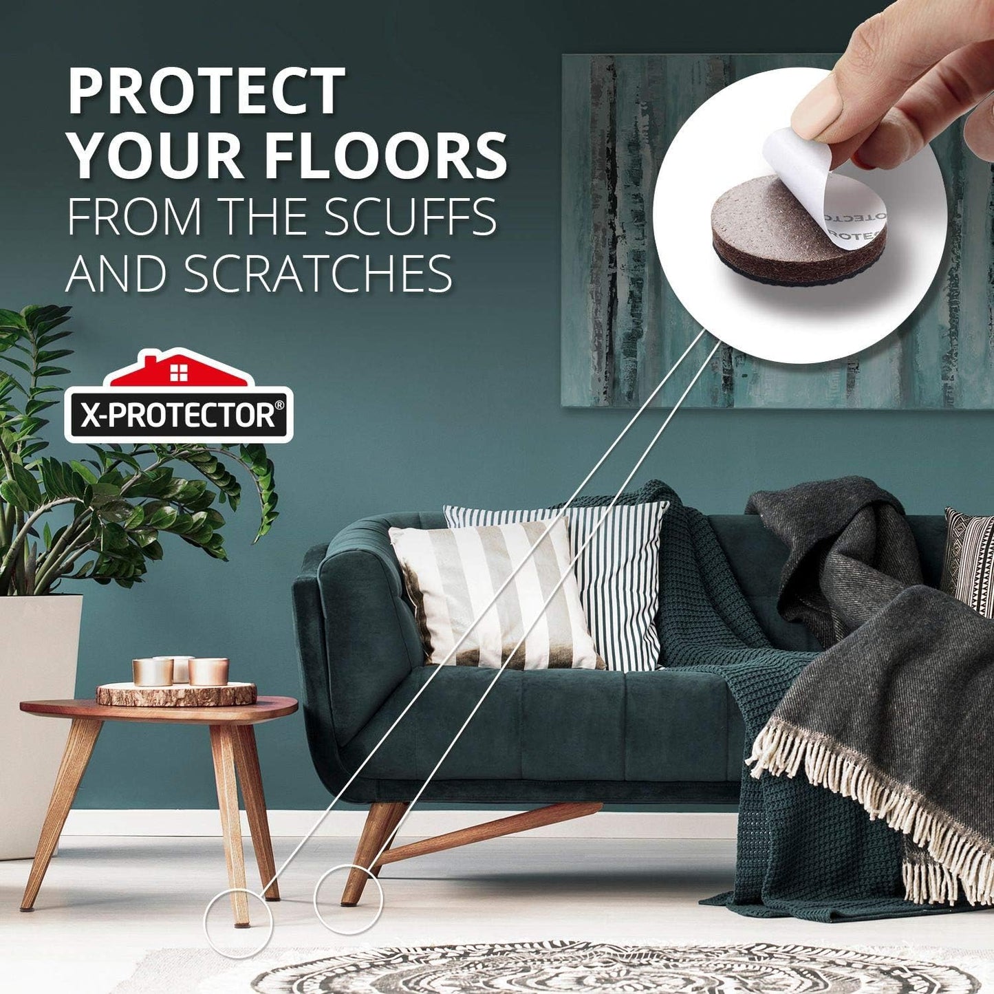 Non Slip Furniture Pads X-Protector - 8 PCS 1 1/2” - Premium Furniture Grippers - Self-Adhesive Rubber Feet for Furniture - Keep Furniture in Place!