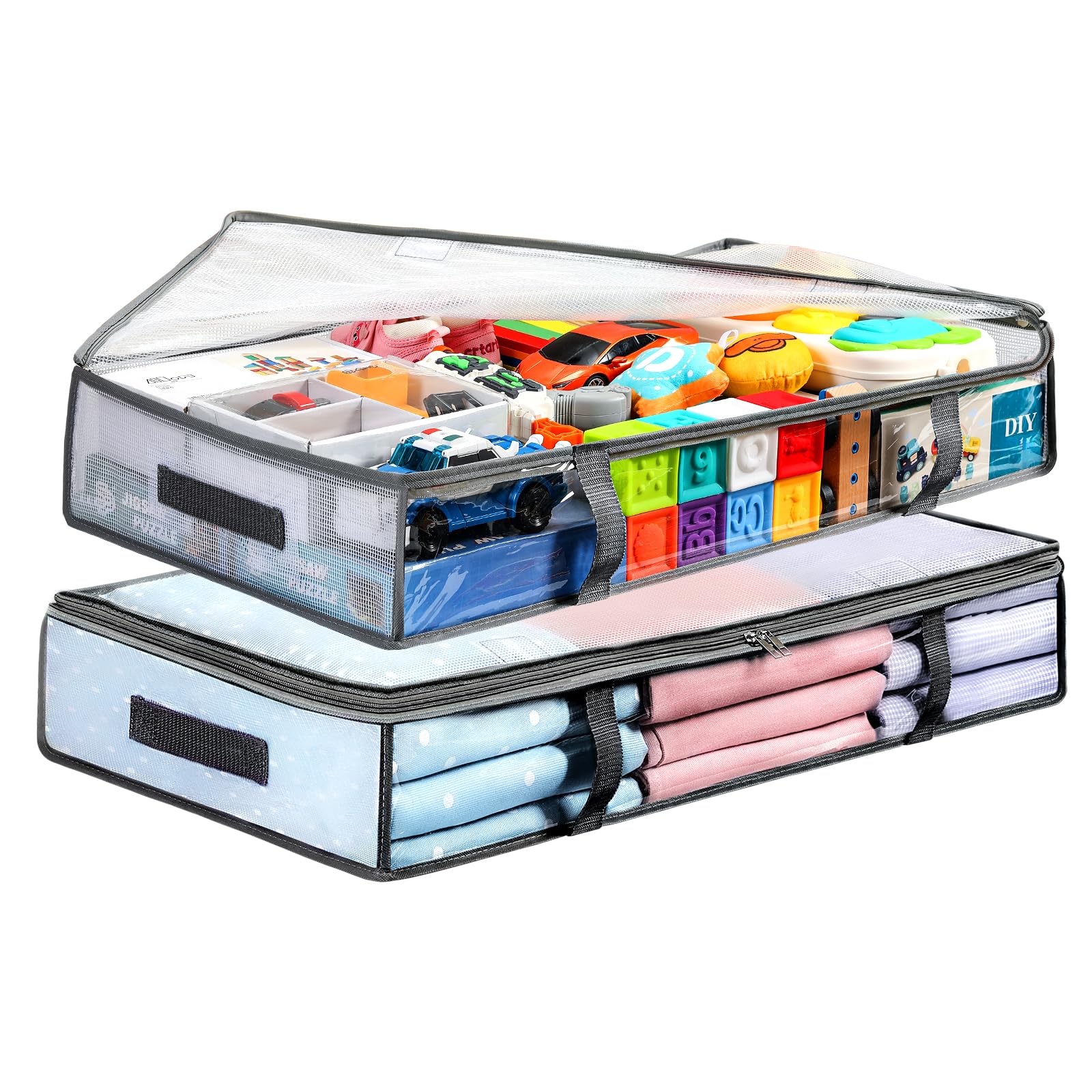 2 Pack Under Bed Storage Containers Bins, Humid-Proof Plastic Underbed Storage Bins, Clothes