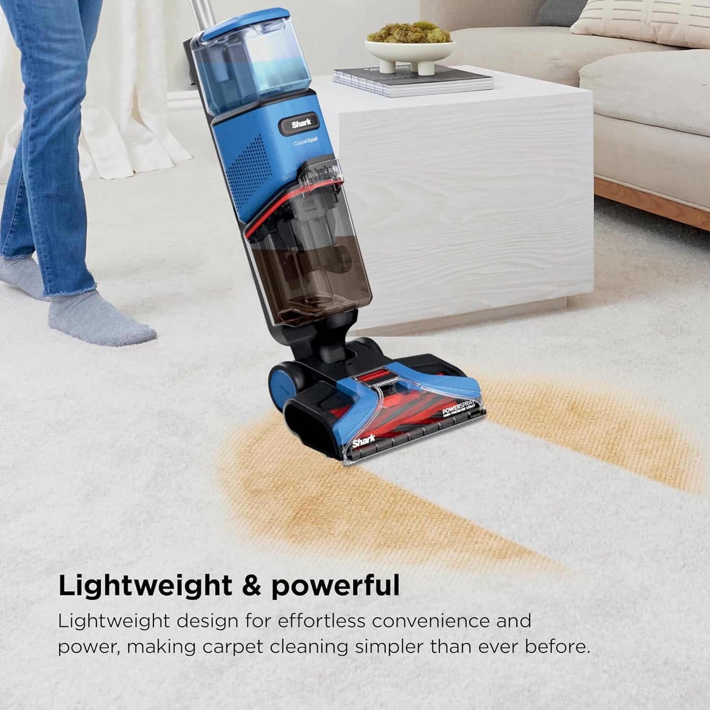 Shark CarpetXpert Upright Carpet & Area Rug Cleaner, Perfect for Pets, Lightweight & Powerful, Dirt, Grime, & Odor Removal, Carpet Shampooer, Cleaning Solution, Blue, EX121BRN