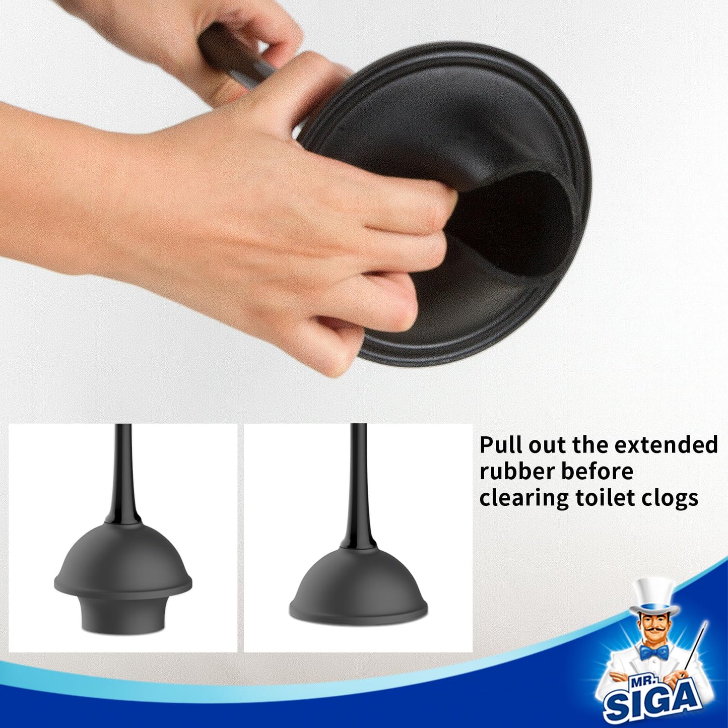 MR.SIGA Toilet Plunger and Bowl Brush Combo for Bathroom Cleaning, Black