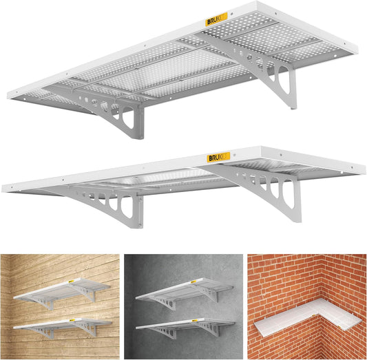 2Pack 1.64x4ft Adjustable Metal Garage Wall Shelving Heavy Duty Garage Storage Shelf Wall Mounted