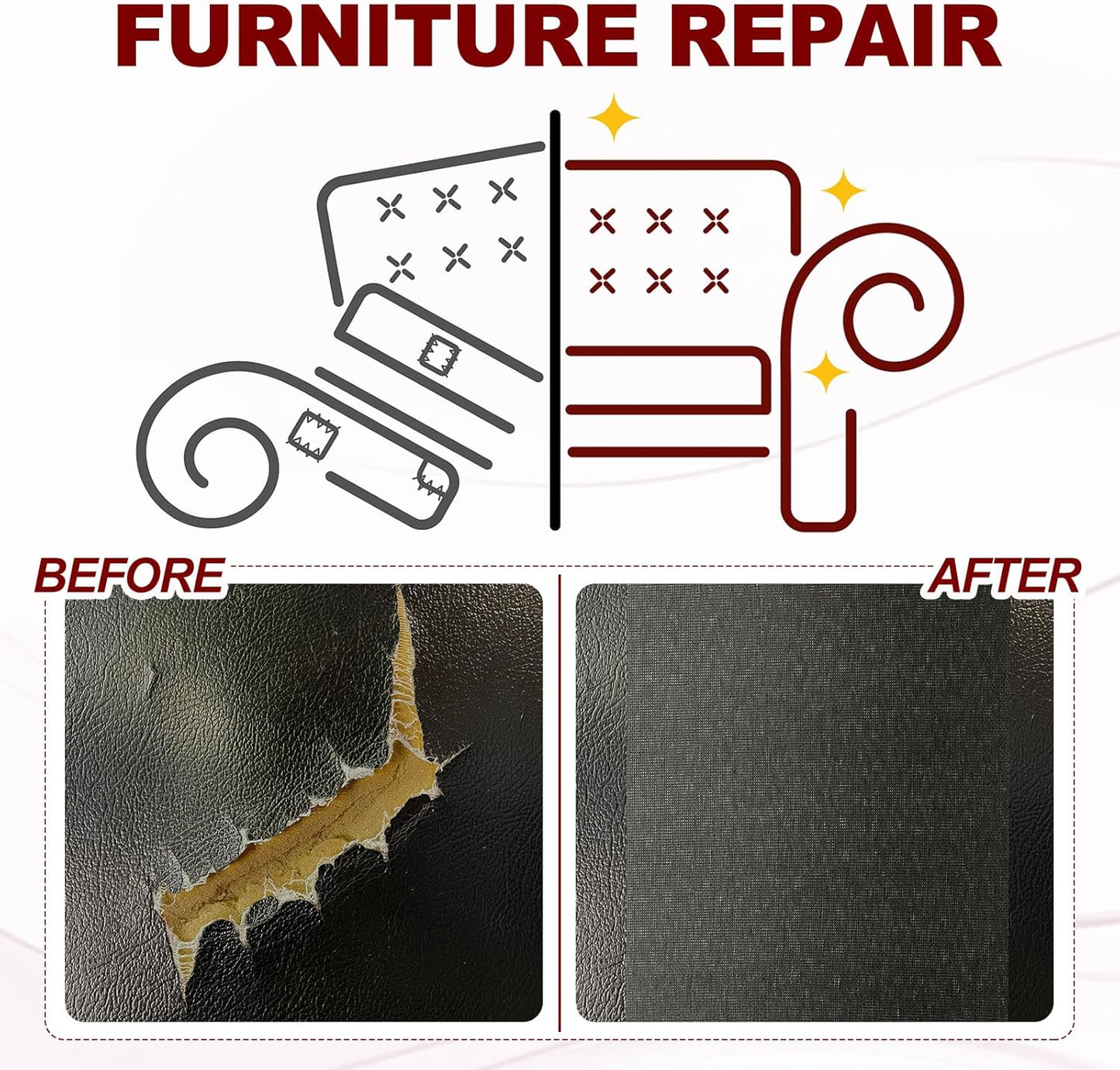 PATIKIL 70x4.4 Inch Linen Repair Tape, Repair Fabric Patch Self Adhesive Couch Patch Line Repair Patch for Furniture Sofa Car Seats Office Chairs, Light Beige