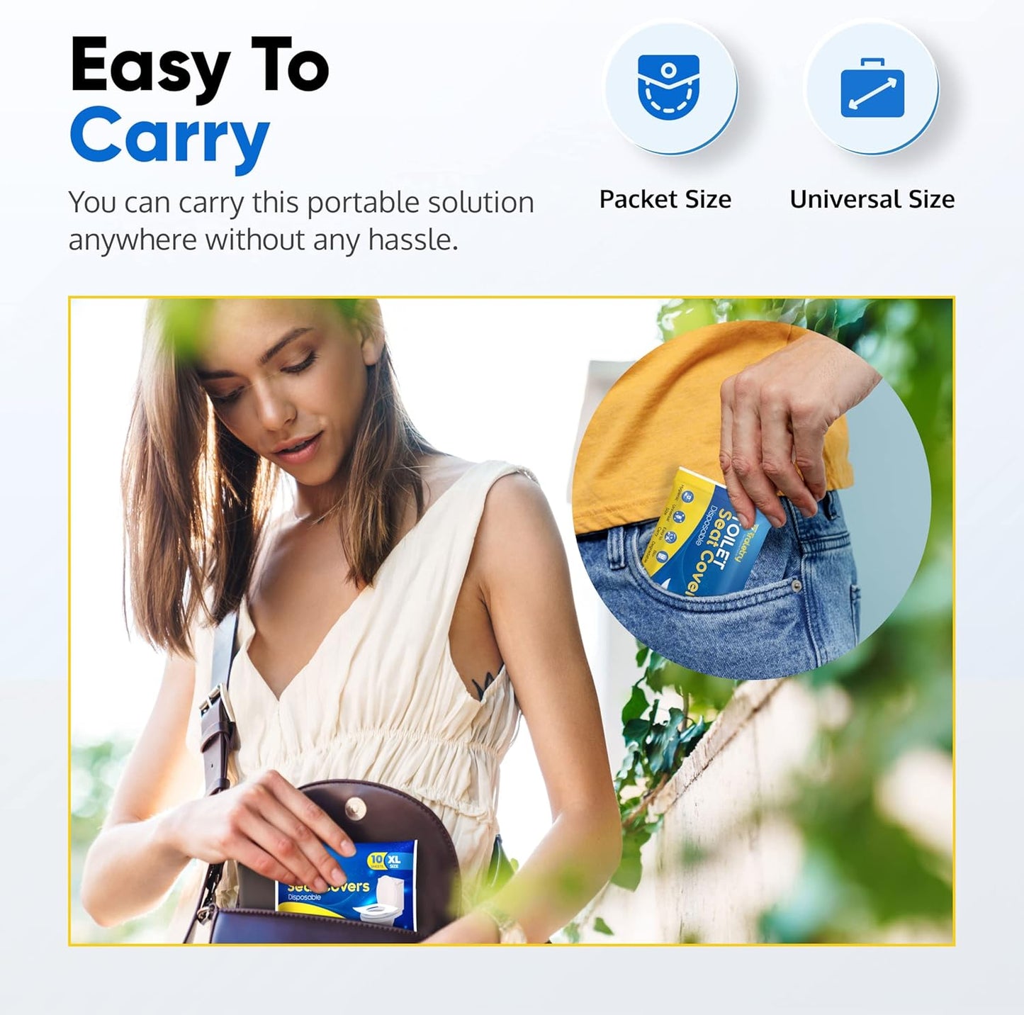 Toilet Seat Covers Disposable Flushable Travel Pack of 100 XL-Disposable Toilet Seat Covers-Biodegradable Paper-Kids Men Women Adults Toiletries-Airplane Camping Travel Essentials Accessories