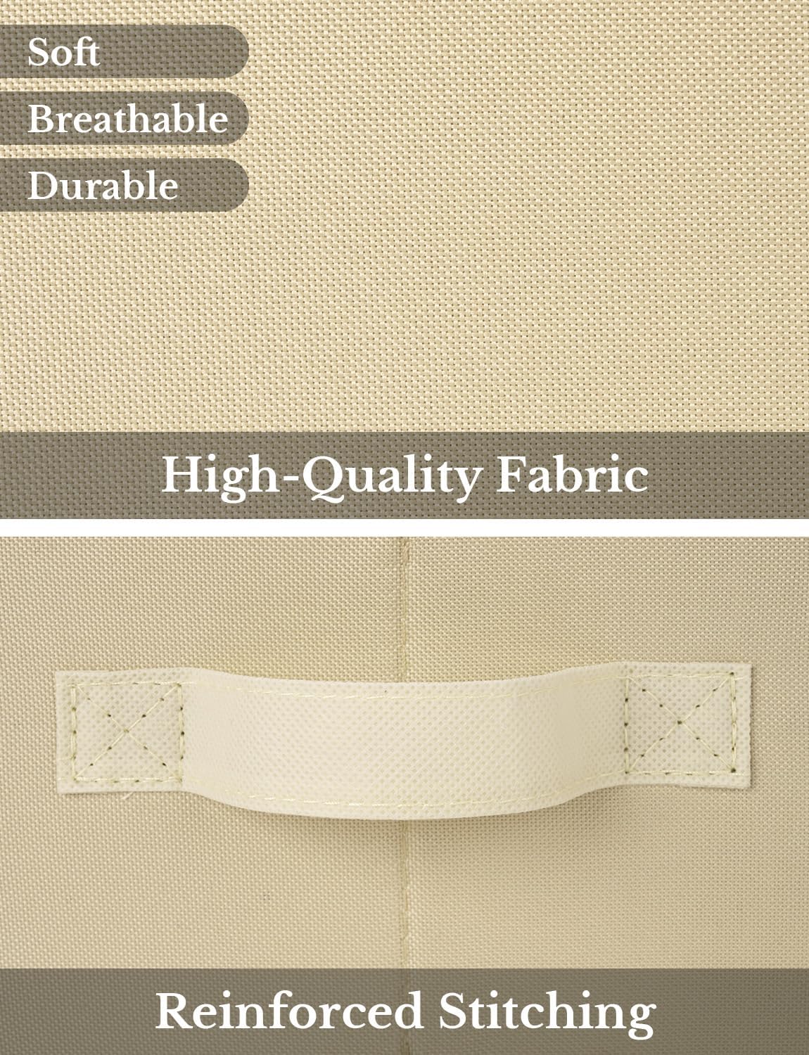 StorageWorks Closet Storage Bins, Trapezoid Organizer Box for Shelves, Fabric Clothes Bin, Foldable Organizing Baskets with Handles, Large, Light Brown, 3-Pack