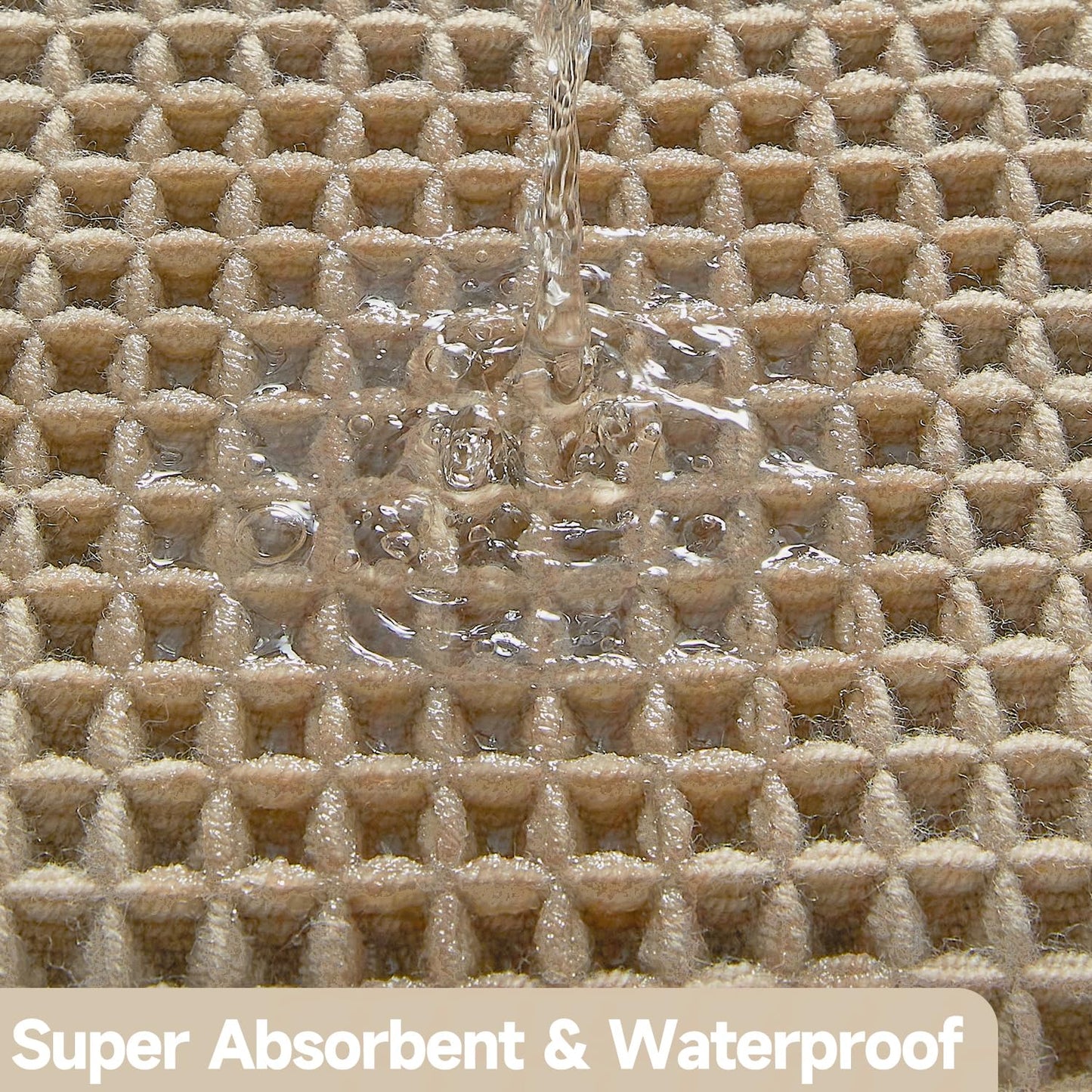 TYUU Waffle Bath Mat, Boho Bathroom Rugs Non Slip Washable, 30x20 Khaki