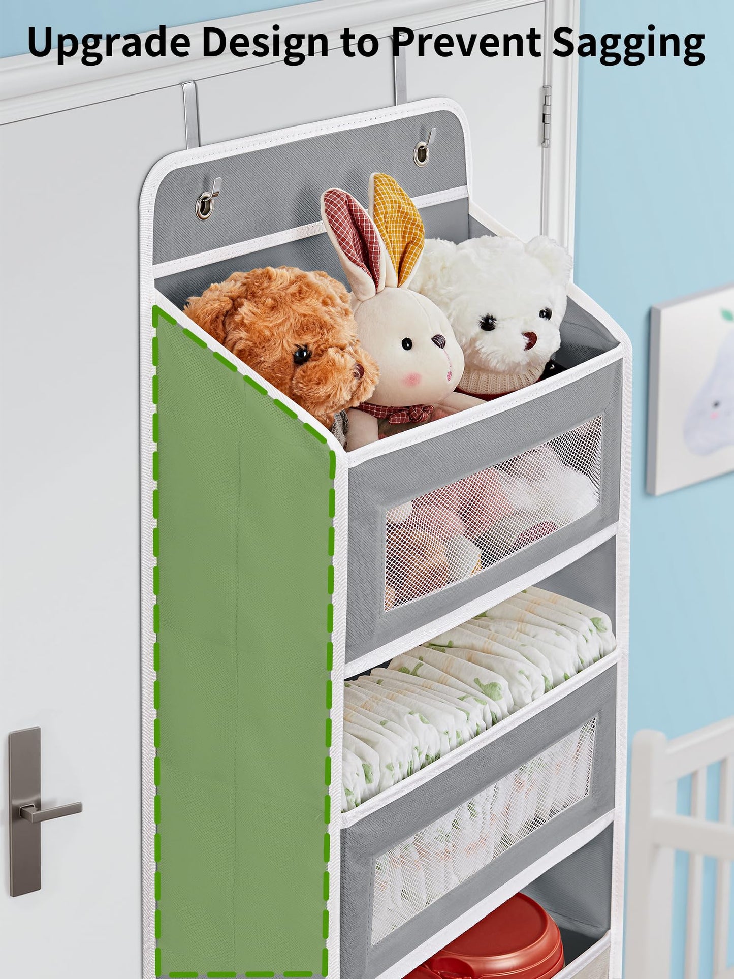 JARLINK Over the Door Organizer for Bedroom, Pantry, Bathroom, 5 Shelf Grey