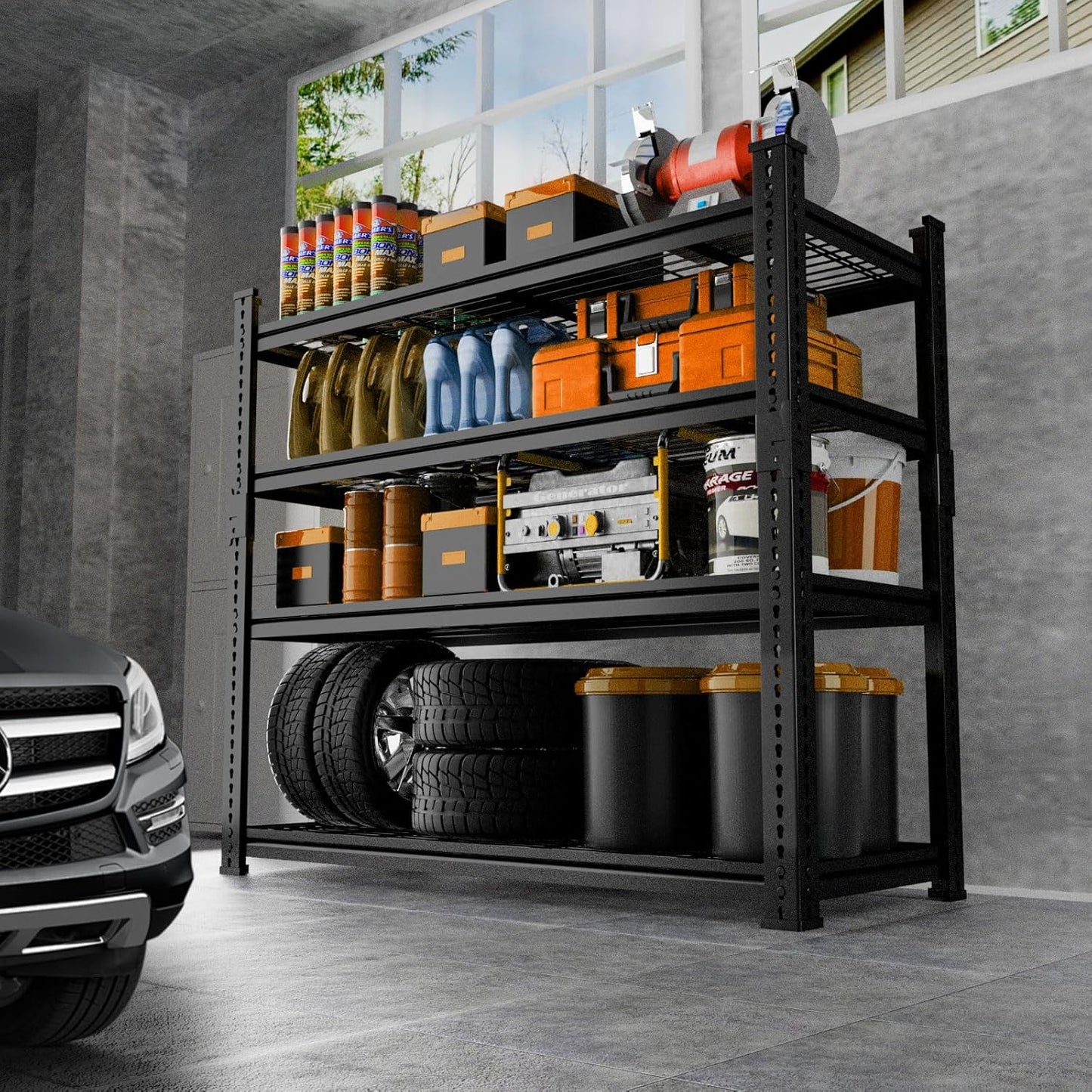 Storage Shelves Heavy Duty 4 PCS, 36"L x 16"W x 60"H Garage Wire Shelving Unit Loads 1920LBS, 4-tier Adjustable Metal Industrial Utility Shelf Rack for Kitchen, Laundry, Pantry, Warehouse, Basement