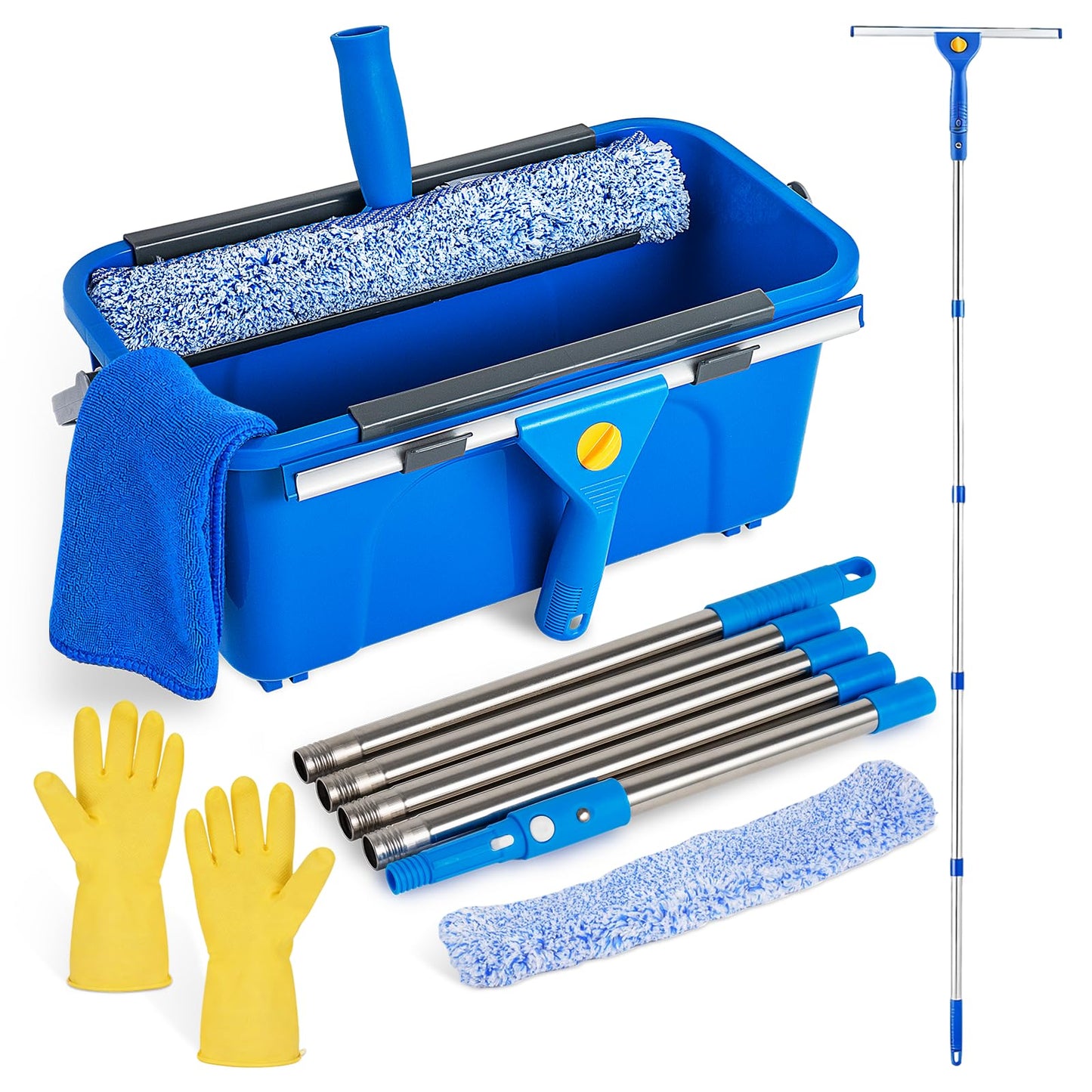 Professional Window Cleaning Kit, Window Washing Kit with 3 Gallon Bucket, 14-Inch Squeegee