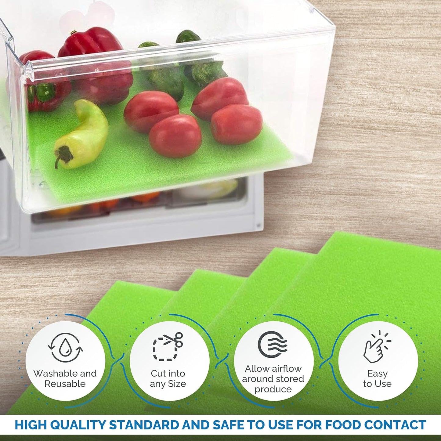 Dualplex® Fruit & Veggie Life Extender Liner for Fridge Refrigerator Drawers, 12x15 Inches (4 Pack) – Extends The Life of Your Produce & Prevents Spoilage