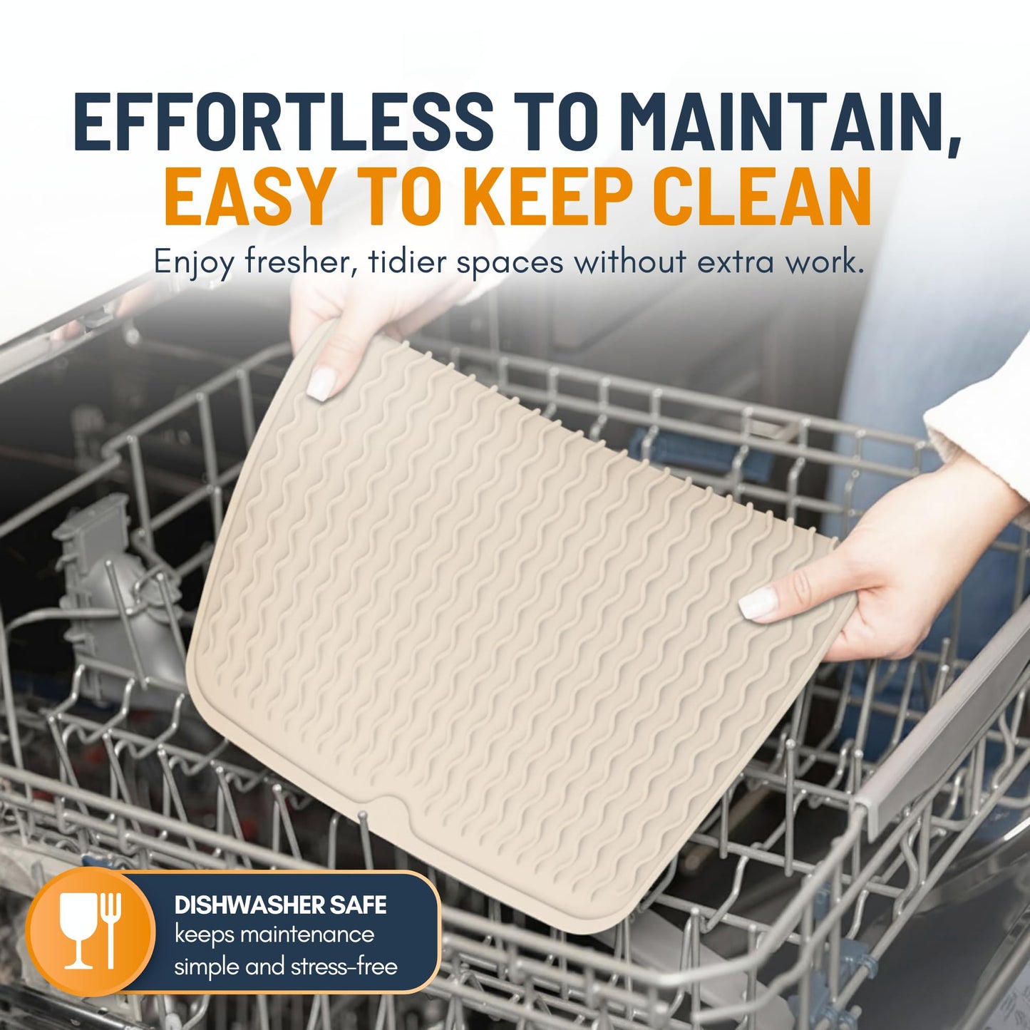 Silicone Dish Drying Mat for Kitchen Counter - Multi-Use 16 x 12 Inch Pad, Non-Slip &