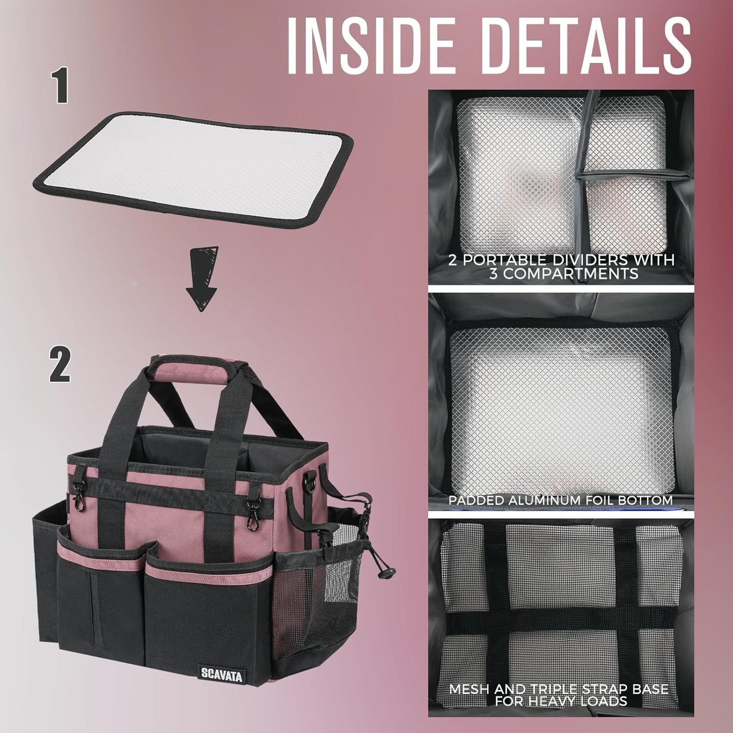 Compact Wearable Cleaning Caddy, Small Cleaning Caddy Supplies Organizer with Handle & Shoulder Straps for Housekeepers, Under Sink & Car Cleaning Tool Organizers Bag (LotusPink)