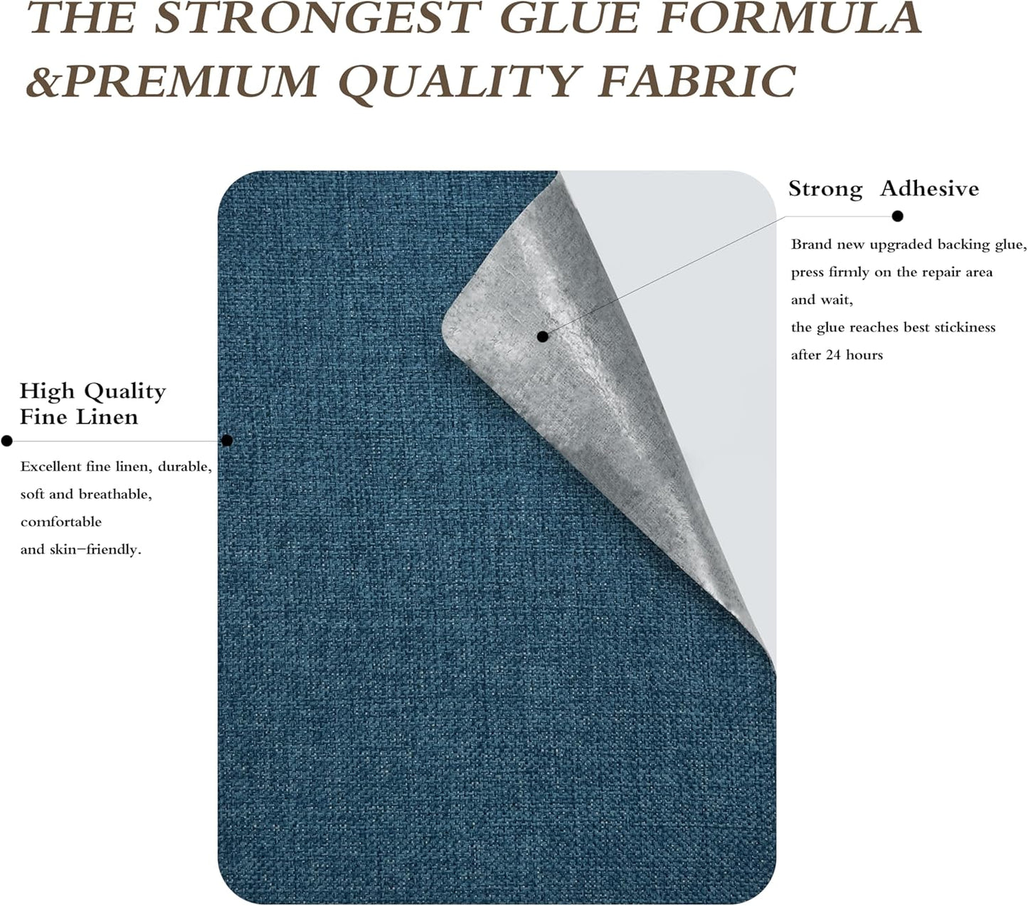 Coarse Linen Repair Patches, Self-Adhesive Linen Fabric Patches, 8X11 inch Extra Size, Multi Color, Can be Used for Linen Sofa Repair and Linen Clothes Repair(8" x 11",Dark Blue)