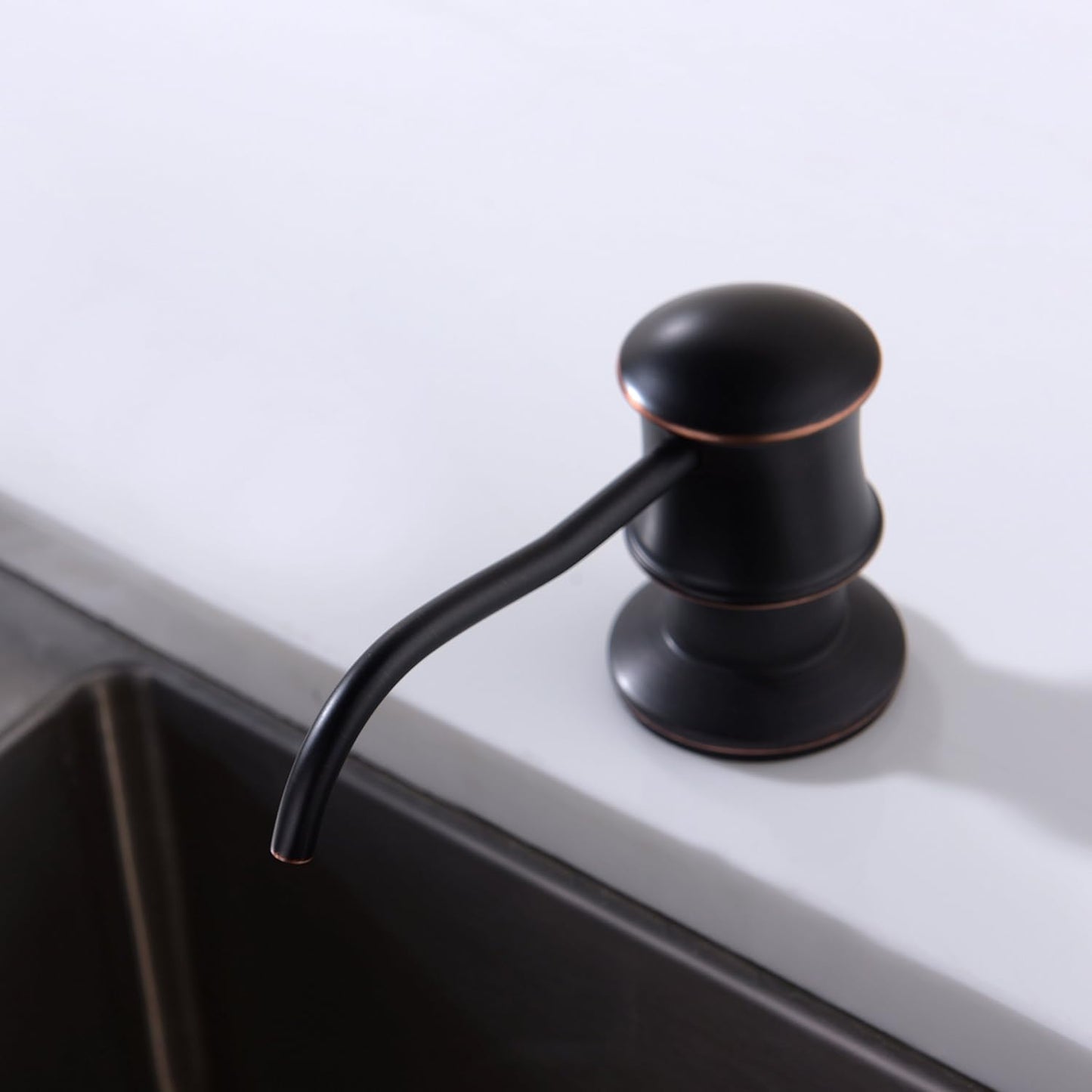 Delle Rosa Soap Dispenser, Liquid Soap Dispensers for Kitchen Sink, Brass Head Kitchen Sink Soap Dispenser Soap or Lotion Pump Dispenser Oil Rubbed Bronze, 11oz/320ml